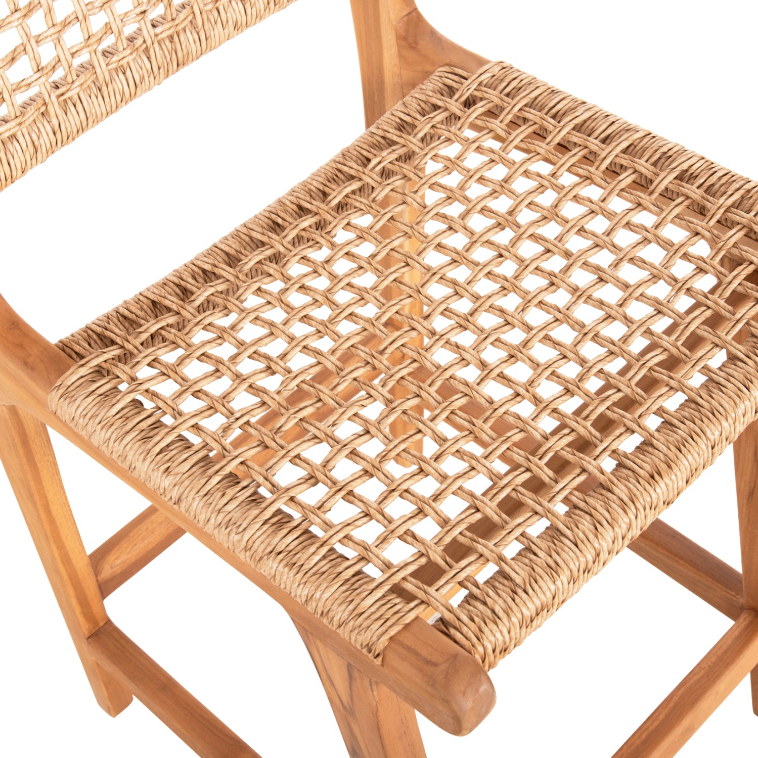 БАР СТОЛ С ПОДДРЪЖКА NESHA ТИКОВА ДЪРВЕСИНА И ВЪЖЕ VIRO 46x48.5x96H см.