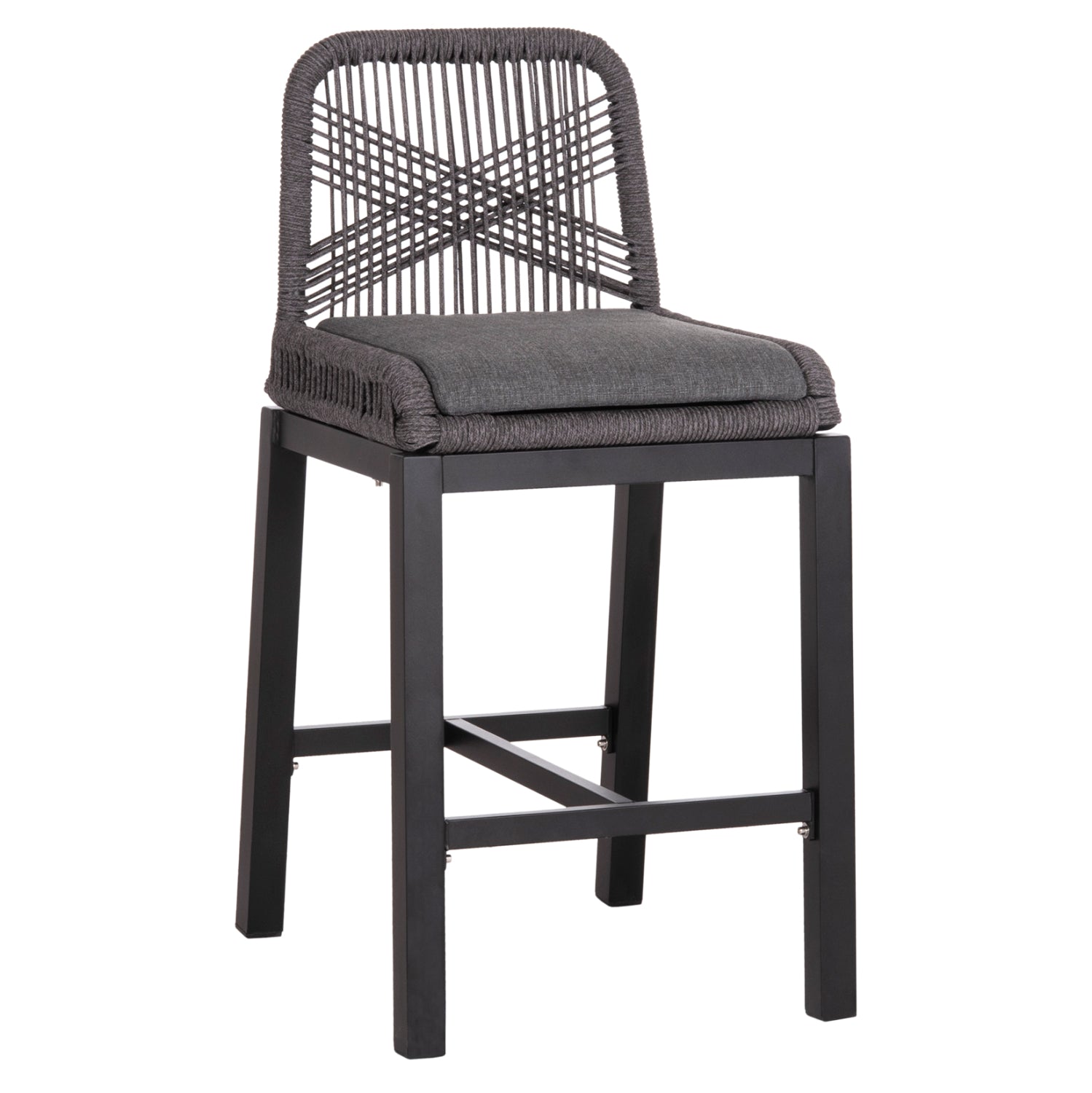 Бар стол средна височина HOWARD алуминий в черно--тъмносиво въже 47.5x55x94.5Hcm.