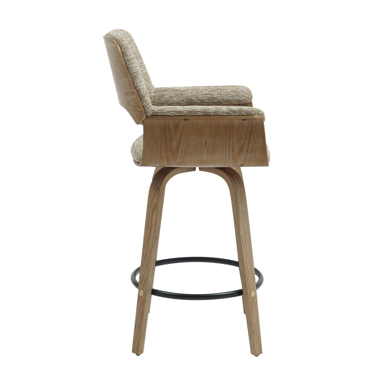 Бар стол средна височина CLIPP шперплат с бял измивка-бежов плат 57,5x53x98Hсм.