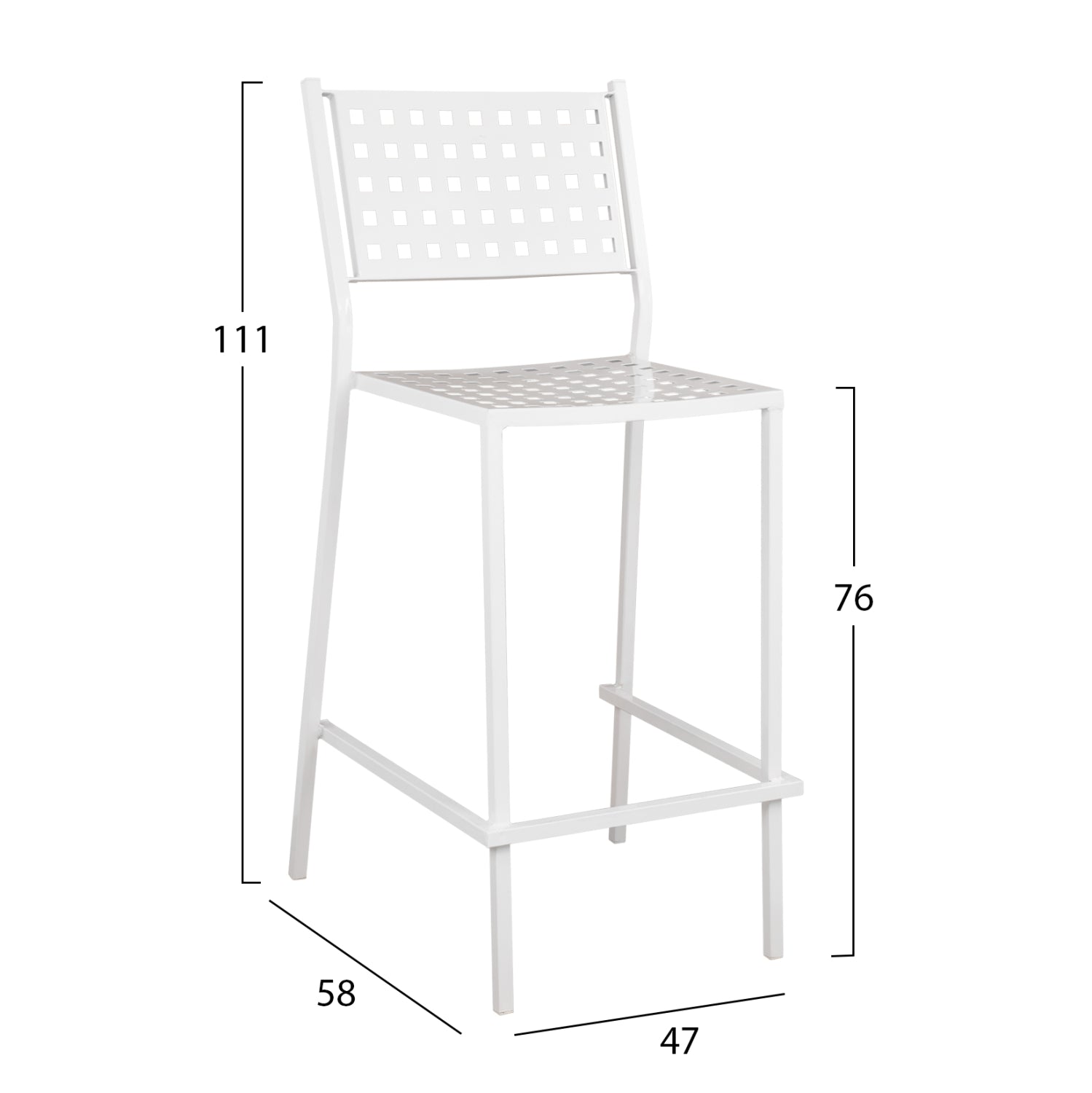 Бар стол Olympias Metallic бял цвят 47x58x111см