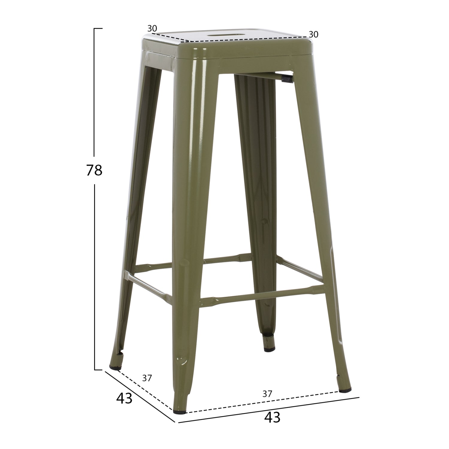 Бар стол MELITA-PRO метал тъмнозелен 43x43x78Hсм.