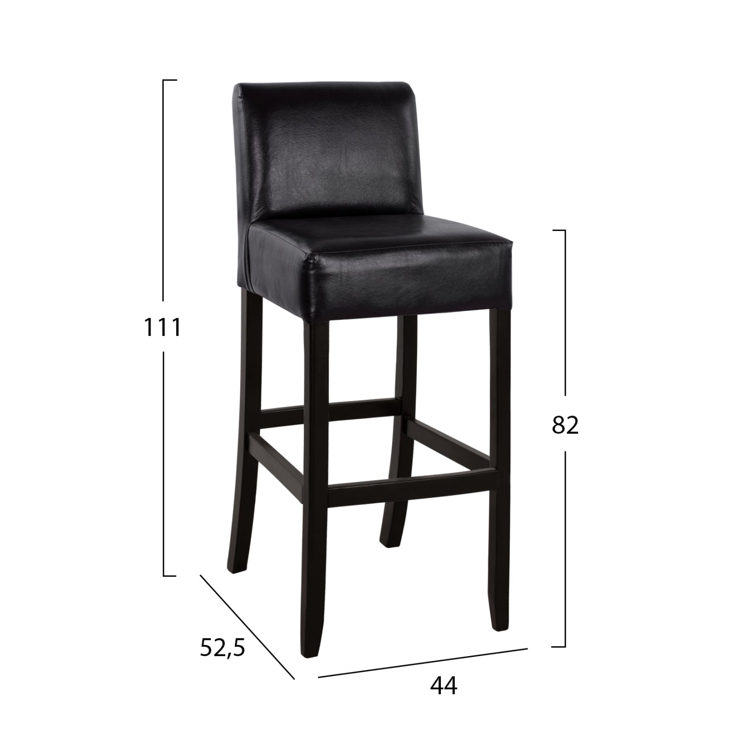 Бар стол дъб с облегалка и PVC кафяв Rodos венге 44x52,5x111 см