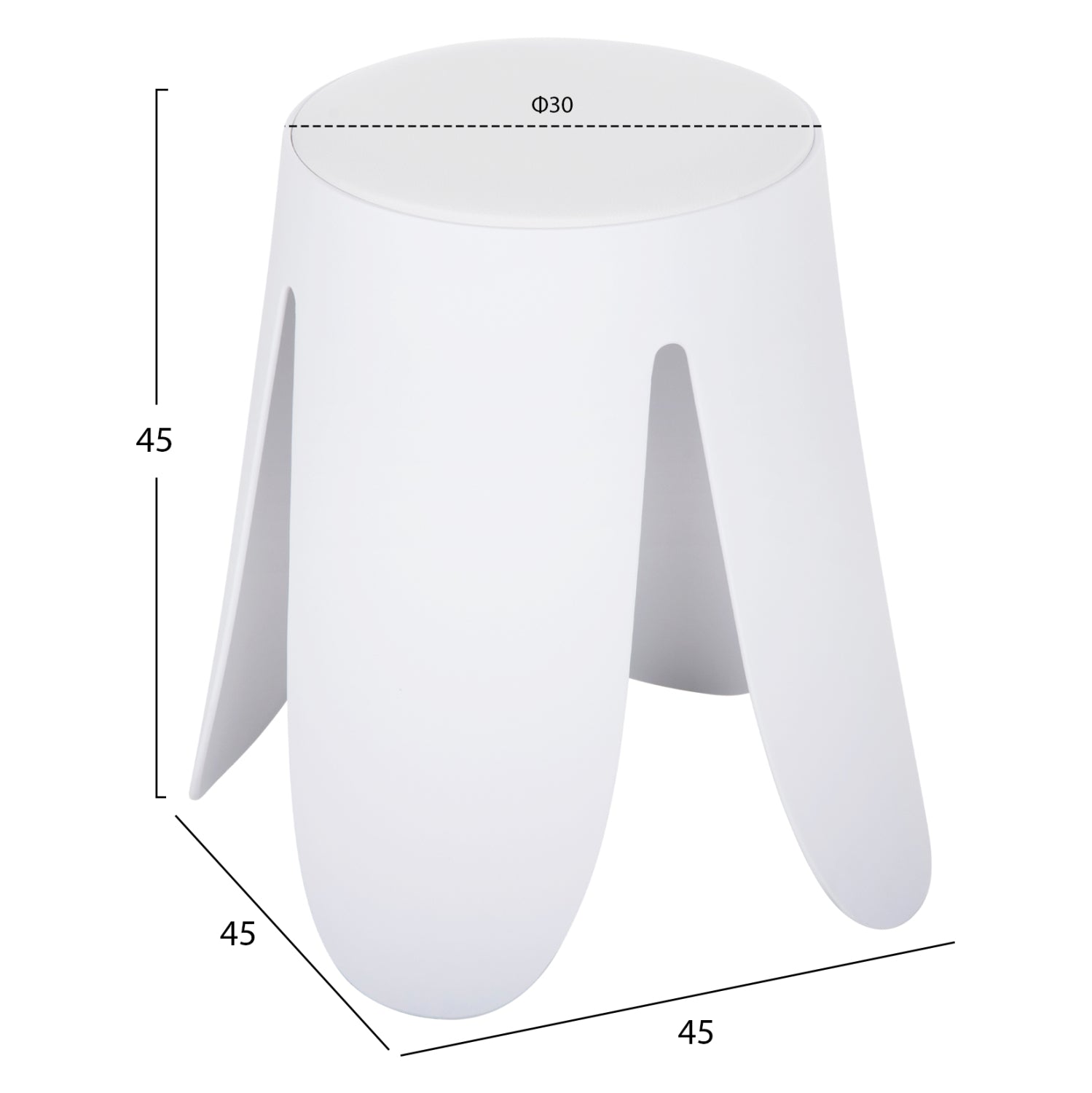 Пейка DENTY полипропилен в бяло-седалка от ПУ в бяло Φ30x45Hcm.