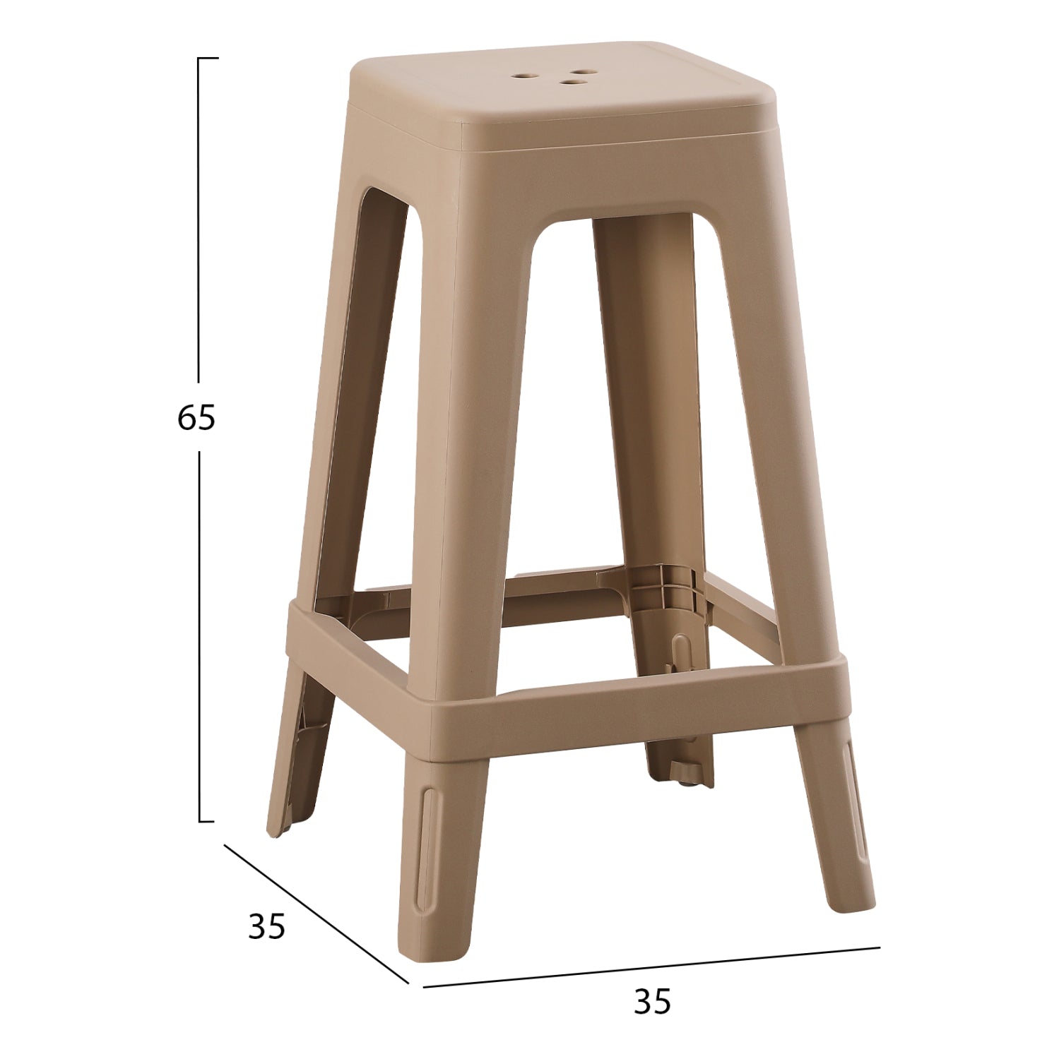 ПОЛИПРОПИЛЕНОВ КРАК С КВАДРАТНА ФОРМА ZEB В ЦВЯТ КАПУЧИНО 35x35x65H см.