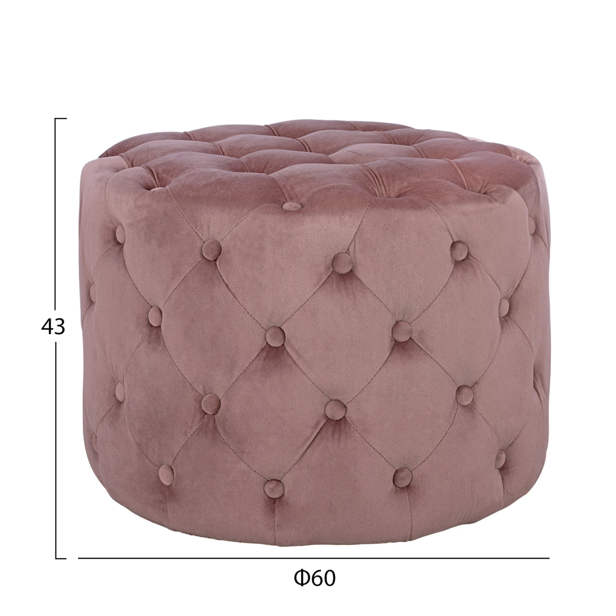 Велурен стол Kassie цвят гнило ябълково, тип Chesterfield 60x43см