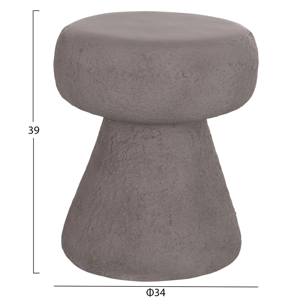 Кръгъл стол INTERON от фиброцимент в сиво--Φ34x39Hcm.