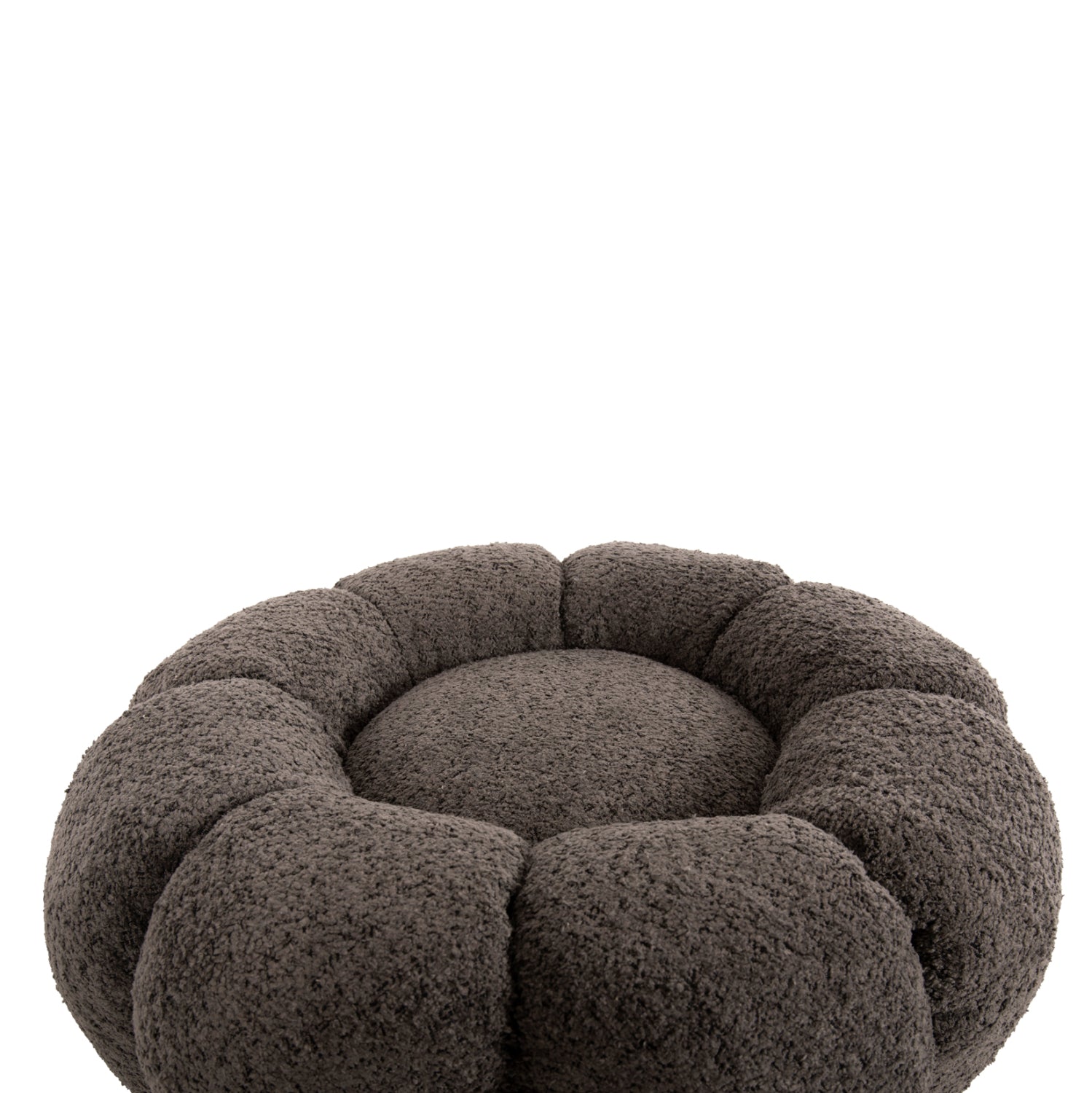Окръгъл столче KRIPP сиво букле - черна метална основа Φ60x31Hсм.