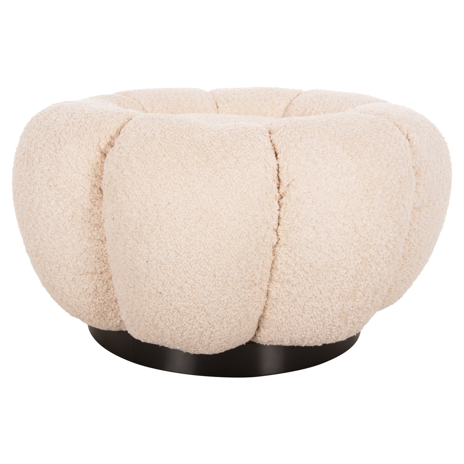 Кръгъл столче KRIPP екрю букле - черна метална основа Φ60x31Hcm.