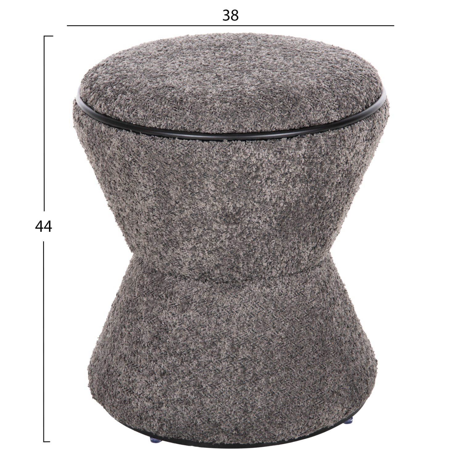СТОЛЧЕ ROUND LINNER ПЛАТ BOUCLE СИВ-ЧЕРЕН ДЕТАЙЛ D38x44 см.