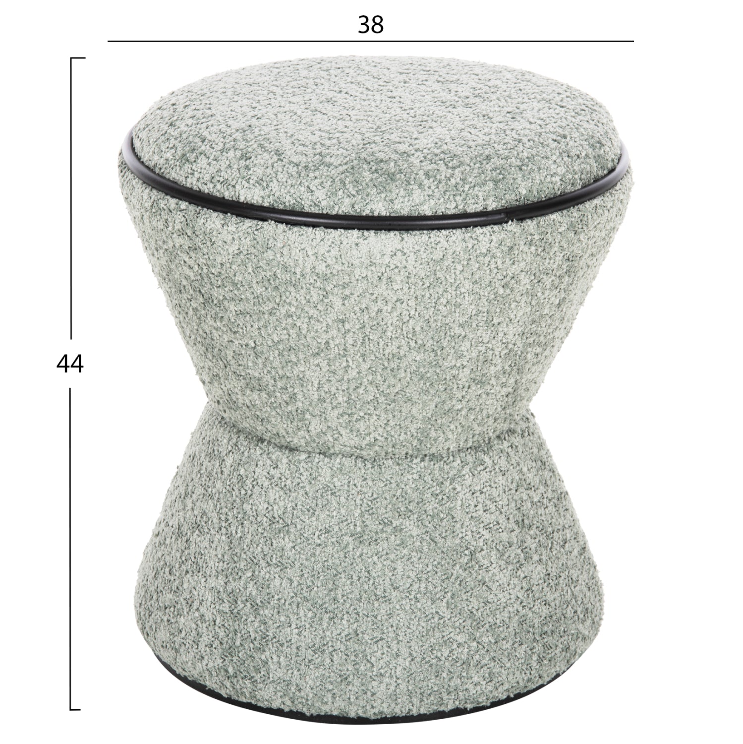 СТОЛЧЕ ROUND LINNER ПЛАТ BOUCLE ПИСТАЧЕНО ЗЕЛЕНО-ЧЕРЕН ДЕТАЙЛ D38x44 см.