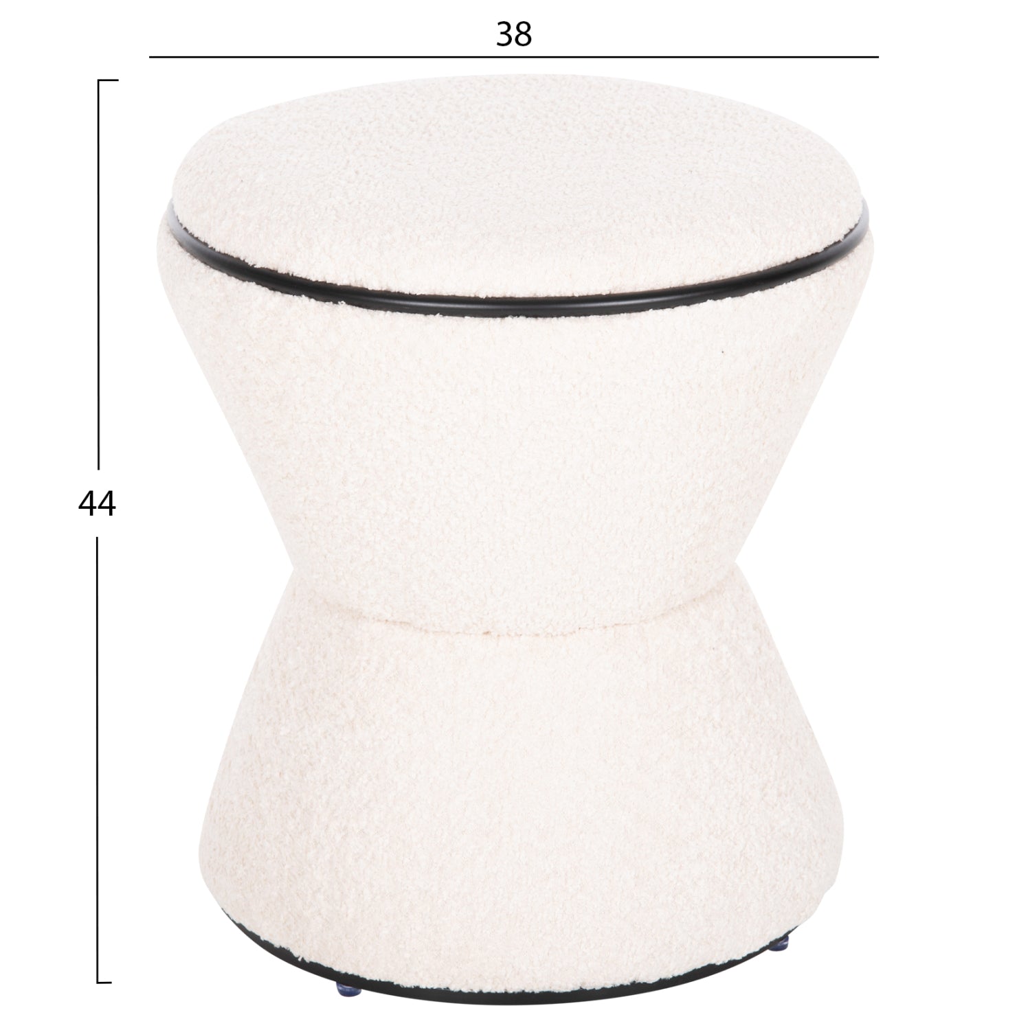СТОЛЧЕ ROUND LINNER ПЛАТ BOUCLE ЕКРУ-ЧЕРЕН ДЕТАЙЛ D38x44 см.