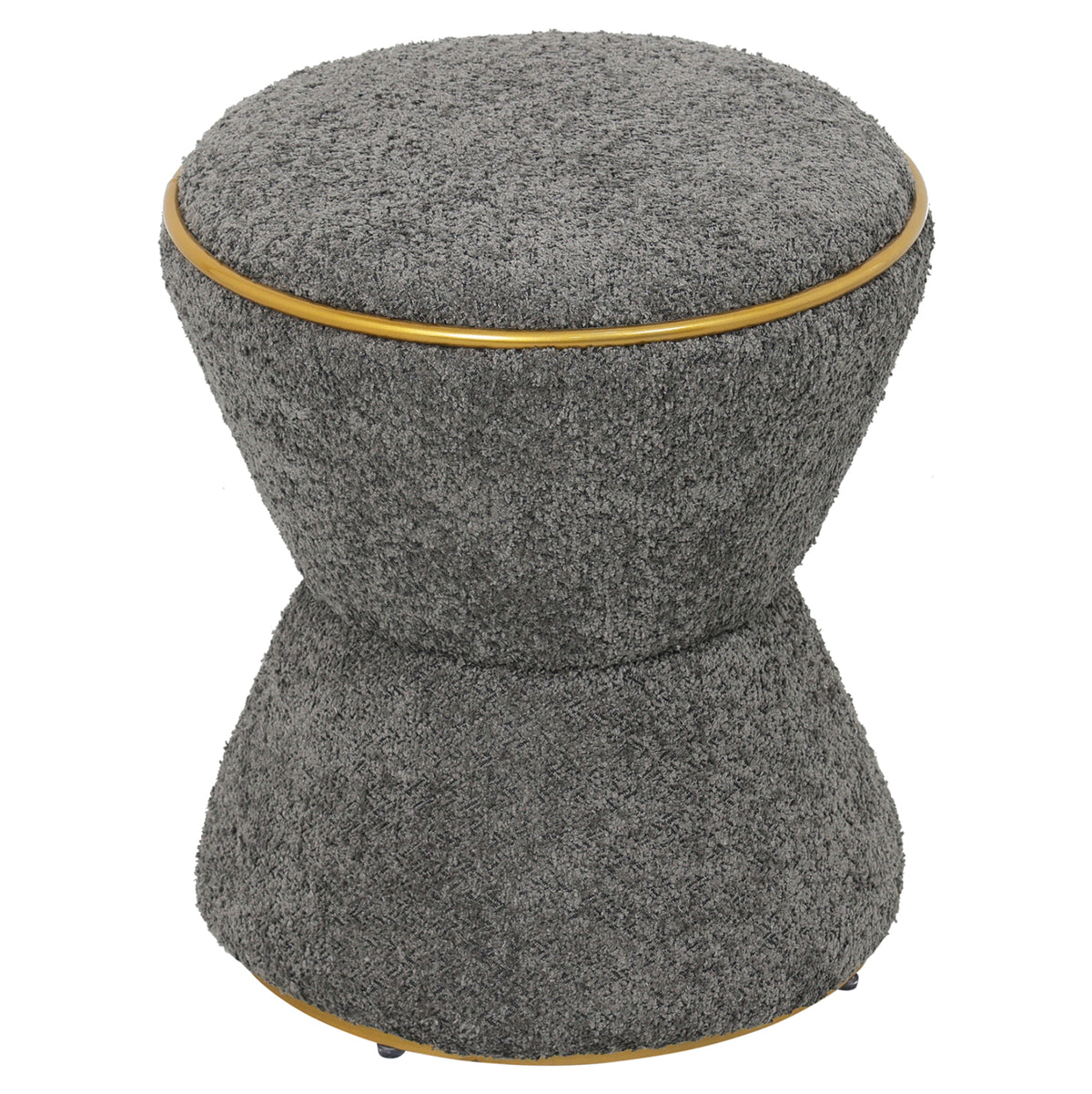 СТОЛЧЕ ROUND LINNER ПЛАТ BOUCLE СИВО-СЪС ЗЛАТИСТ ДЕТАЙЛИ Φ38,5x43Hсм.