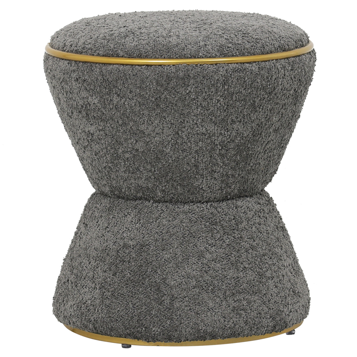 СТОЛЧЕ ROUND LINNER ПЛАТ BOUCLE СИВО-СЪС ЗЛАТИСТ ДЕТАЙЛИ Φ38,5x43Hсм.