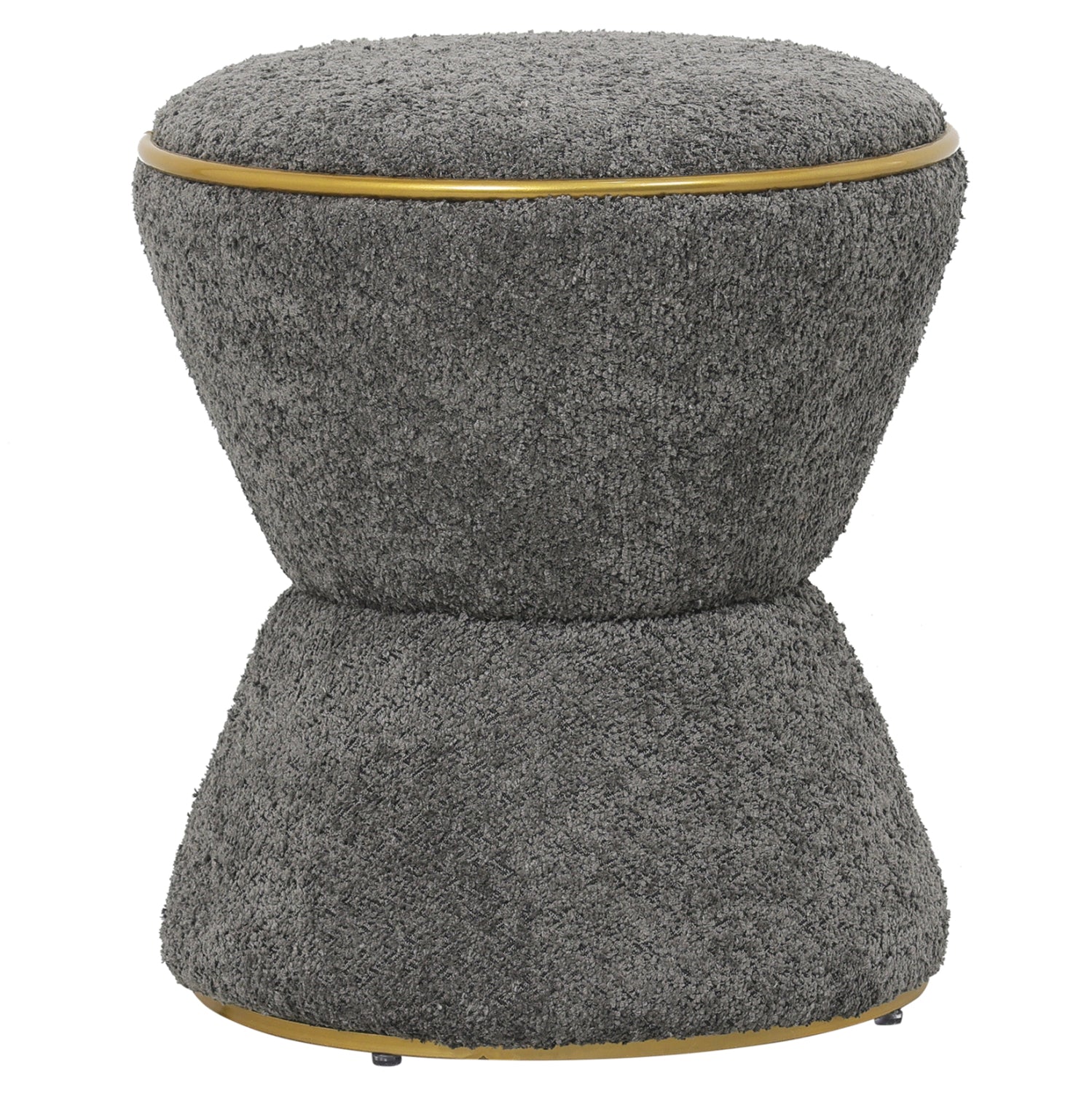 СТОЛЧЕ ROUND LINNER ПЛАТ BOUCLE СИВО-СЪС ЗЛАТИСТ ДЕТАЙЛИ Φ38,5x43Hсм.