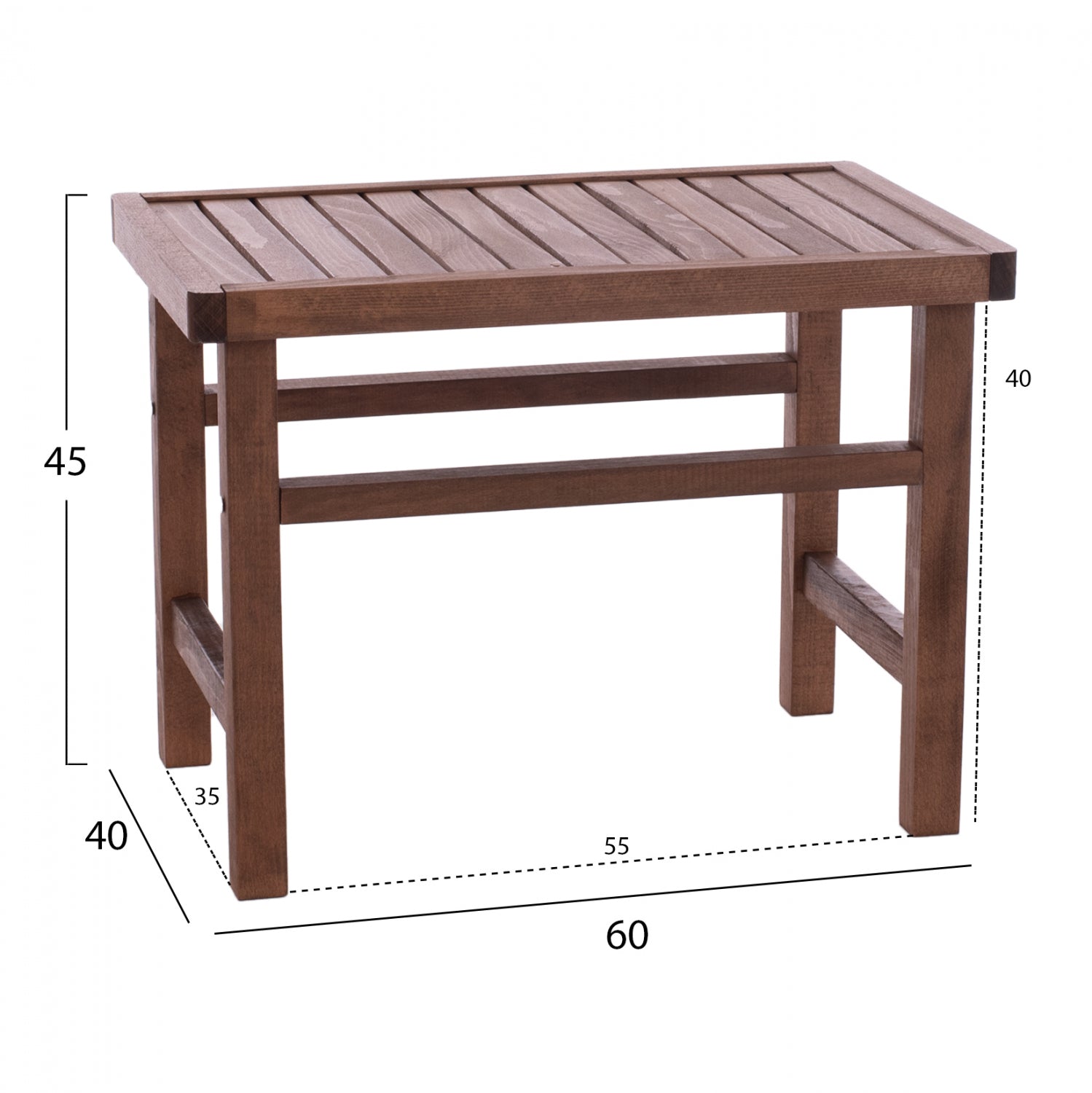 Дървен стол-табуретка орех 60x40x45 см.