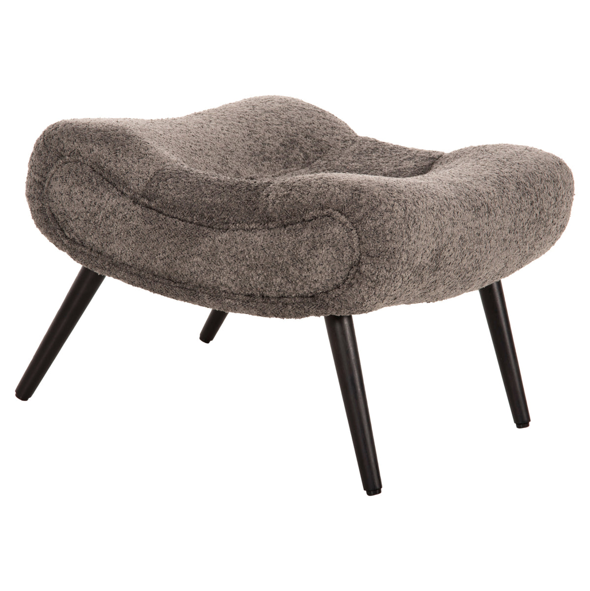 ПОДСТАВКА ЗА КРАКА KEMBA СИВ ПЛАТ BOUCLE-ЧЕРНИ ДЪРВЕНИ КРАКА 68X58X40Hсм.