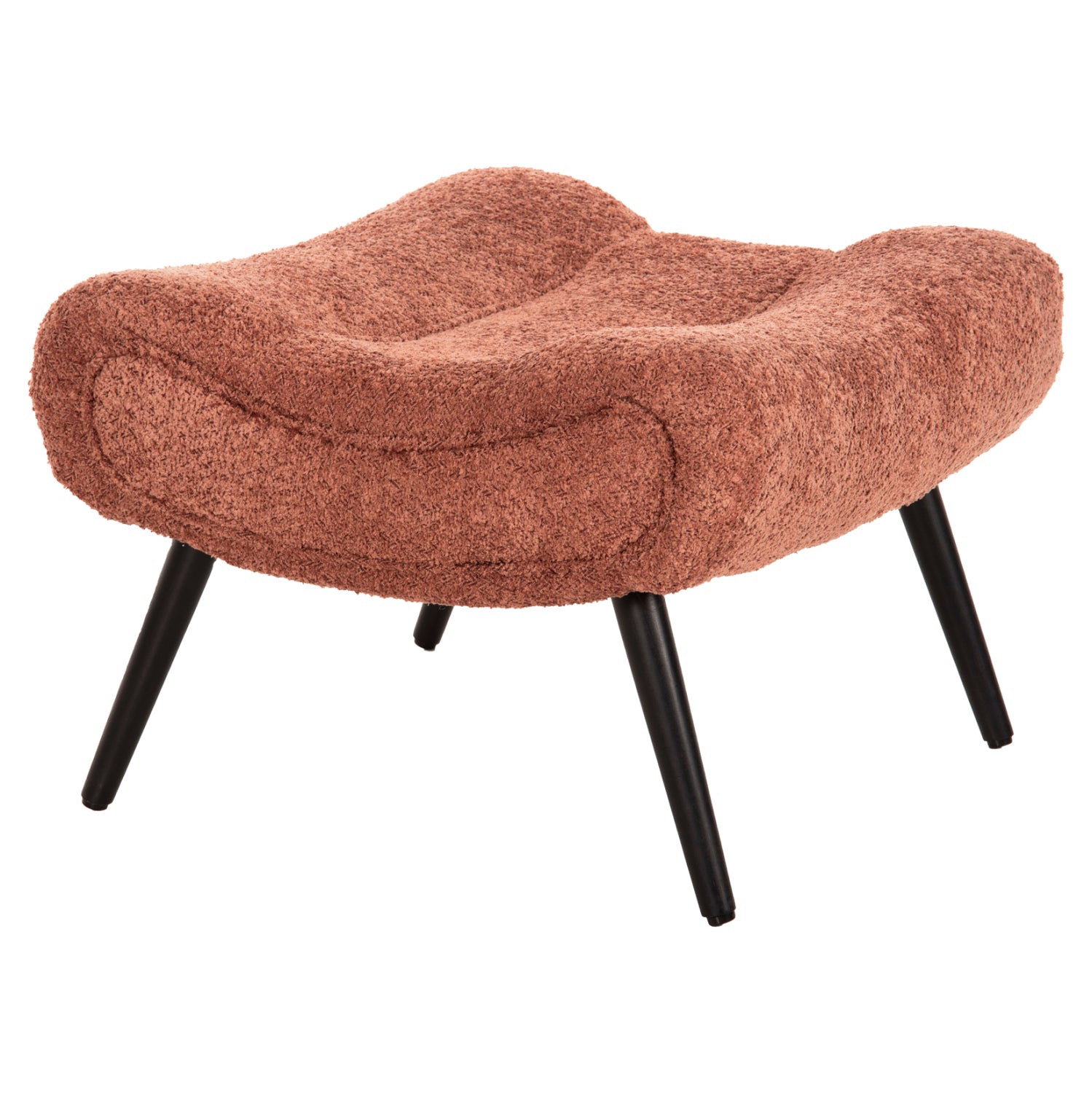 ПОДСТАВКА ЗА КРАКА KEMBA РОЗОВ ПЛАТ BOUCLE-ЧЕРНИ ДЪРВЕНИ КРАКА 68X58X40Hсм.