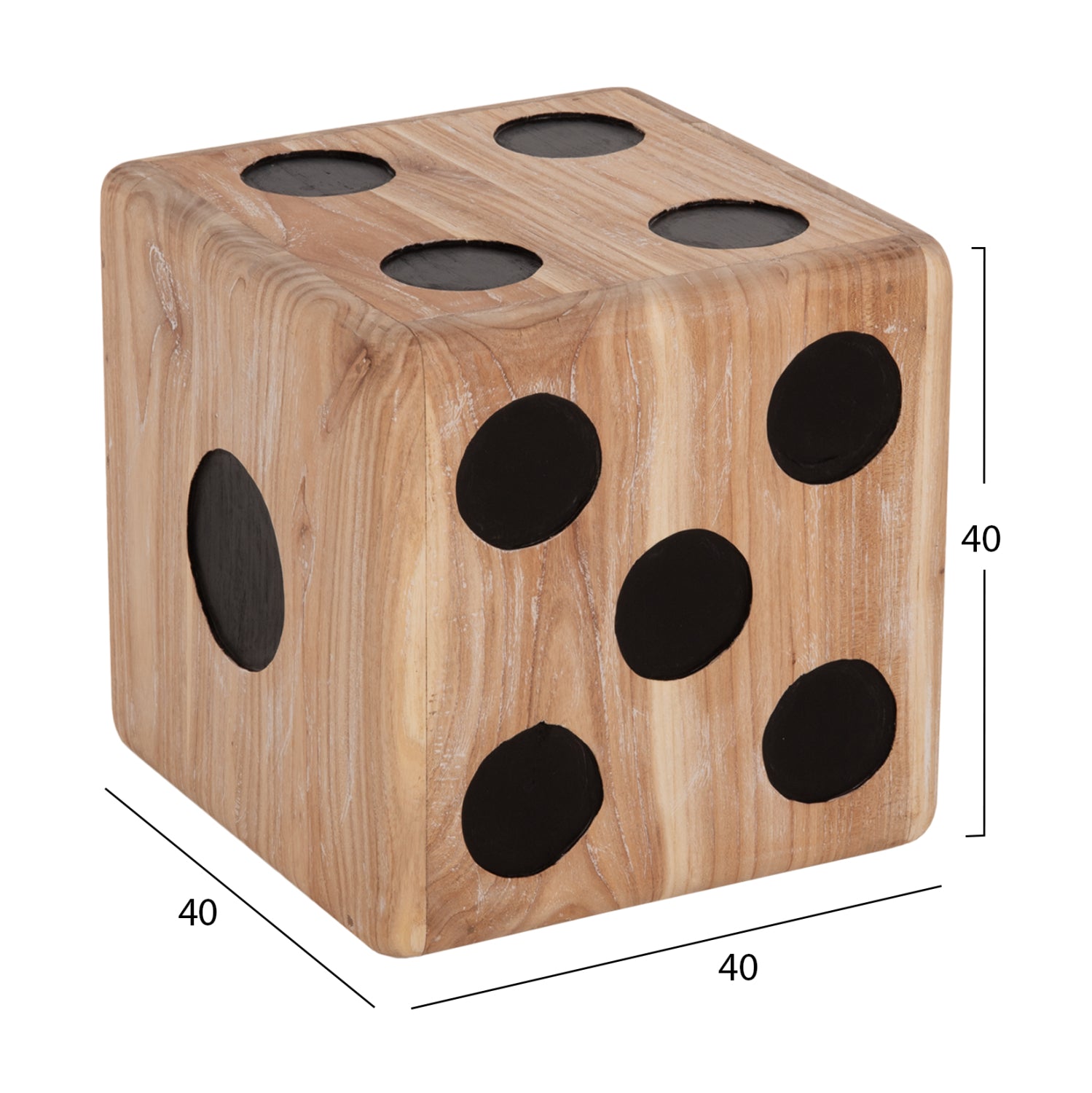 Пейка DICE от тиково дърво в естествен цвят, 40x40x40 см.