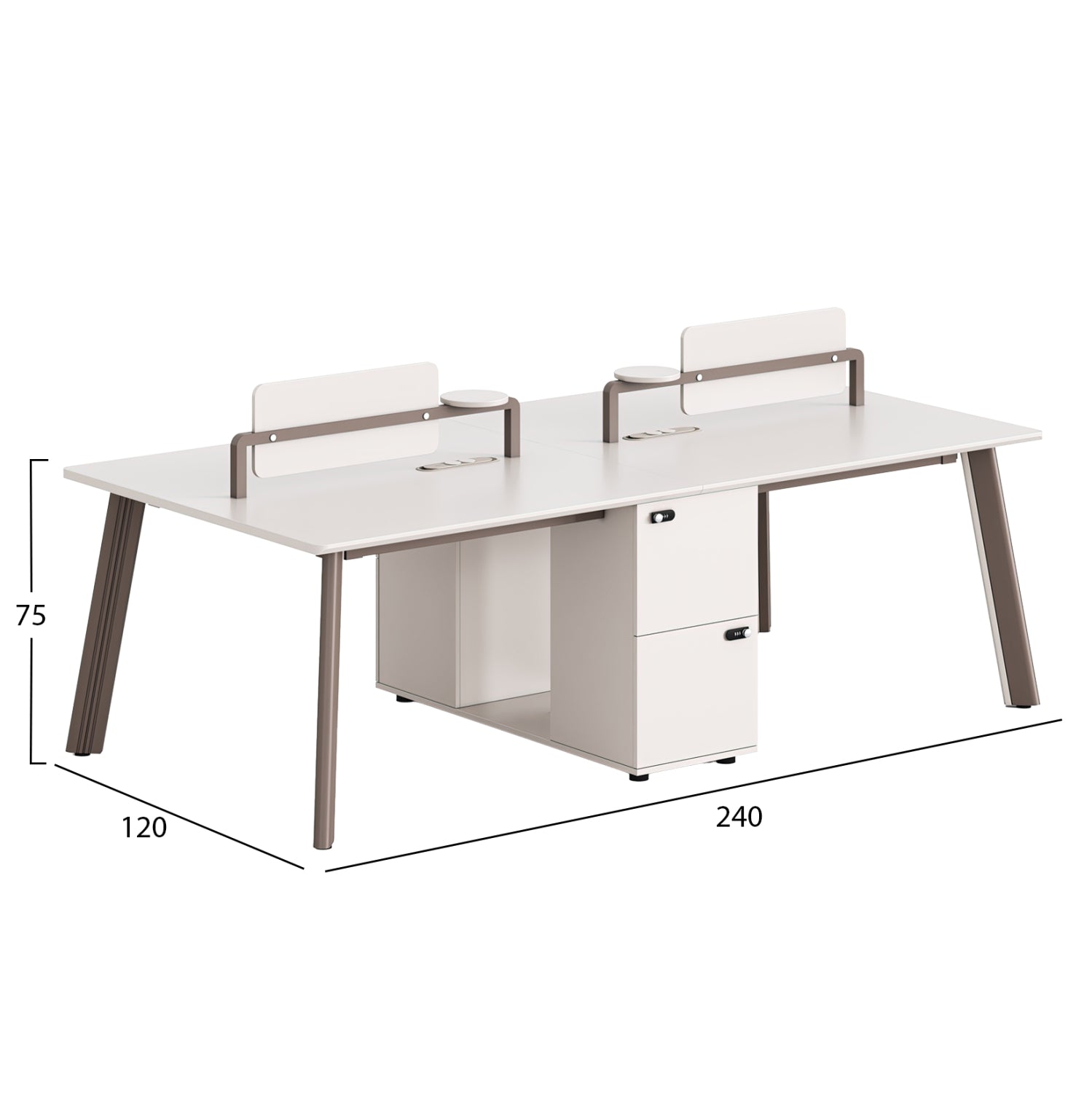 РАБОТНА МАСА ЗА 4 МЕСТА NEWLINE МЕЛАМИН В ЦВЯТ КРЕМ-БЯЛО - АЛУМИНИЕВИ КРАКА 240x120x75Hсм.