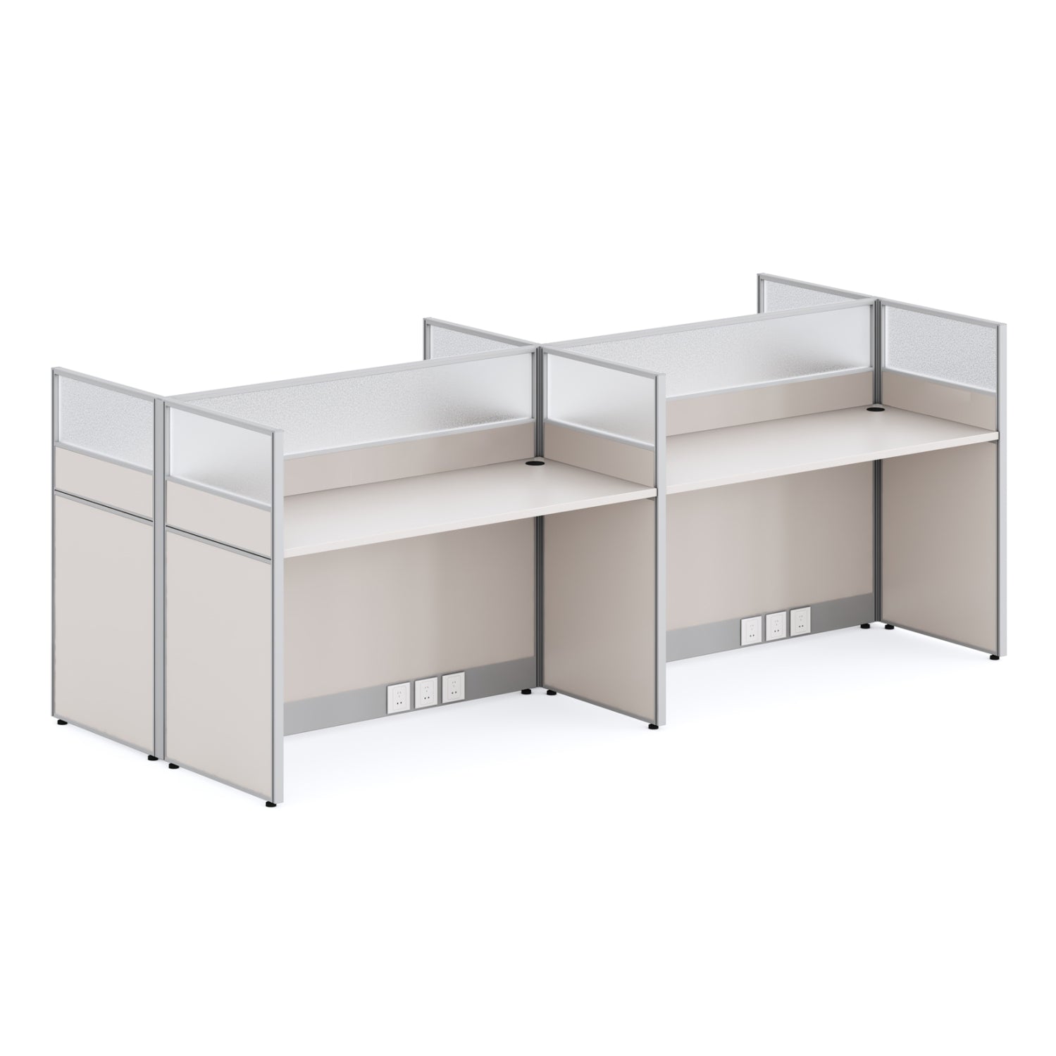 РАБОТНА СТАНЦИЯ С 4 КАБИНЕТА NEWLINE МЕЛАМИН В ЦВЯТ КРЕМ-БЯЛО 249x123x110Hсм.