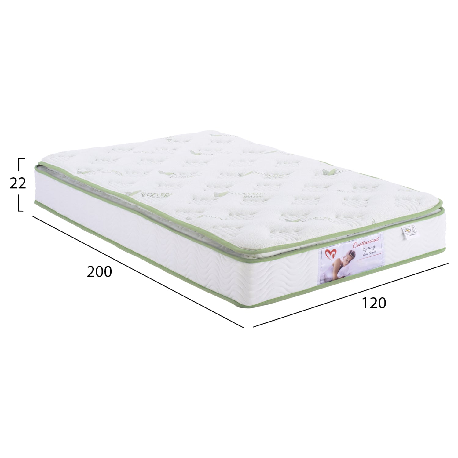 Матрак с непрекъснати пружини и протектор Aloe Vera 120x200 едностранен