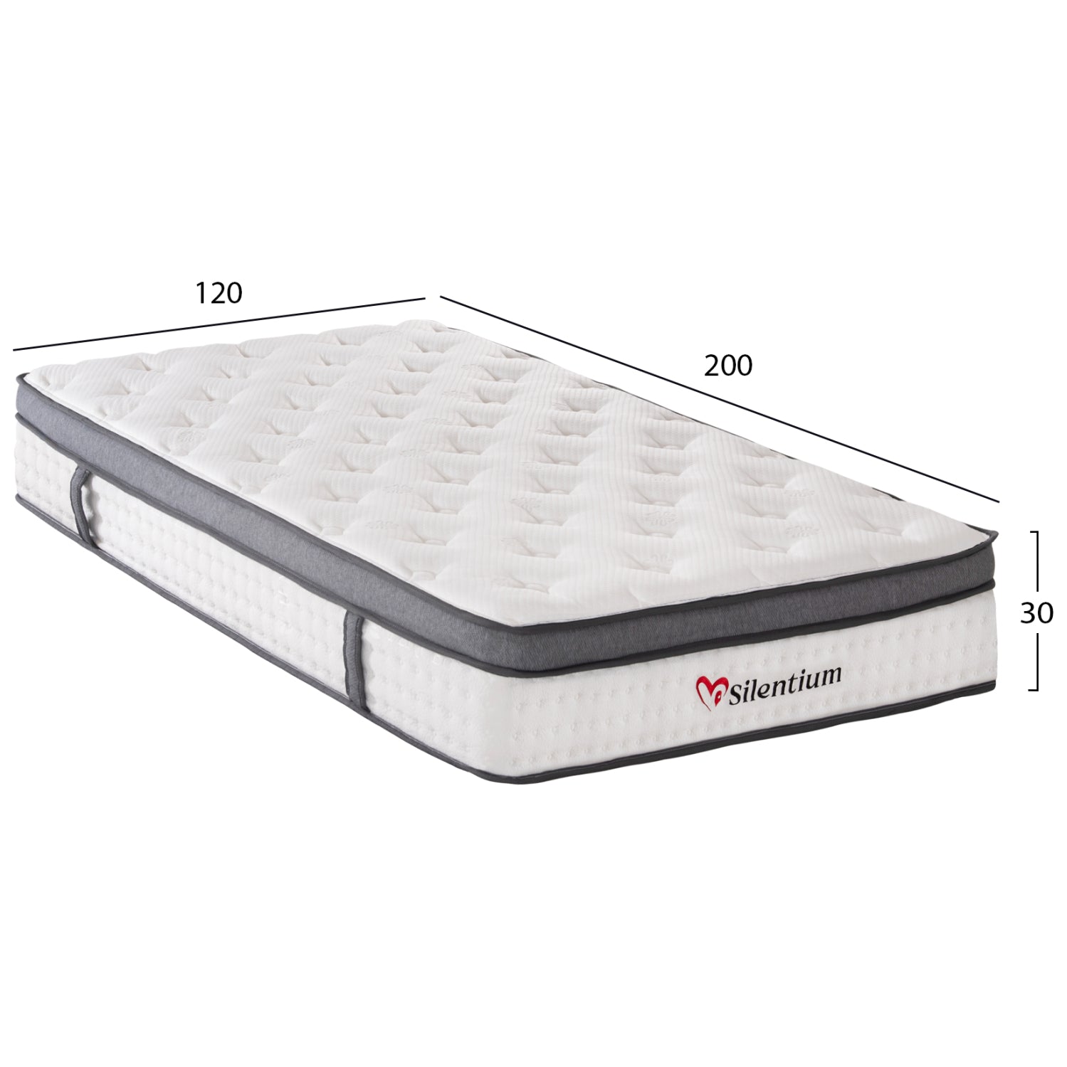 Полудвойен матрак SILENTIUM с пакет пружини - бял 120x200x30Hсм