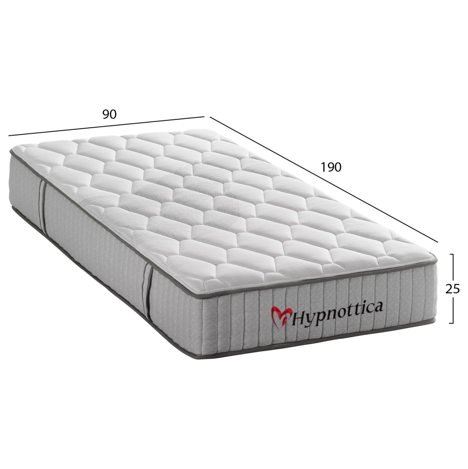 Единичен матрак HYPNOTTICA с пакет пружини - бял 90x190x25Hсм