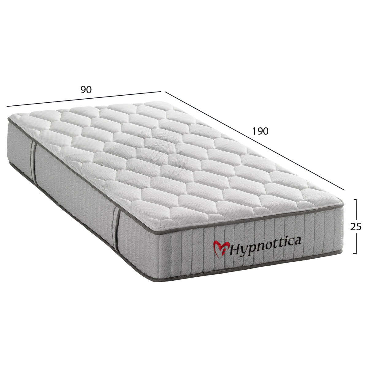 Единичен матрак HYPNOTTICA с пакет пружини - бял 90x190x25Hсм