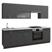 Кухненски комплект MDF тъмно сиво с HPL плот бежов мрамор 250x47x84,8см