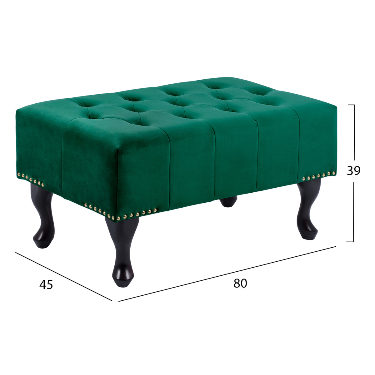 Пиано стол T.CHESTERFIELD EMMA КИПАРИС ЗЕЛЕН КАДИФЕ - ЧЕРНИ КРАКА 80x45x40Hсм.