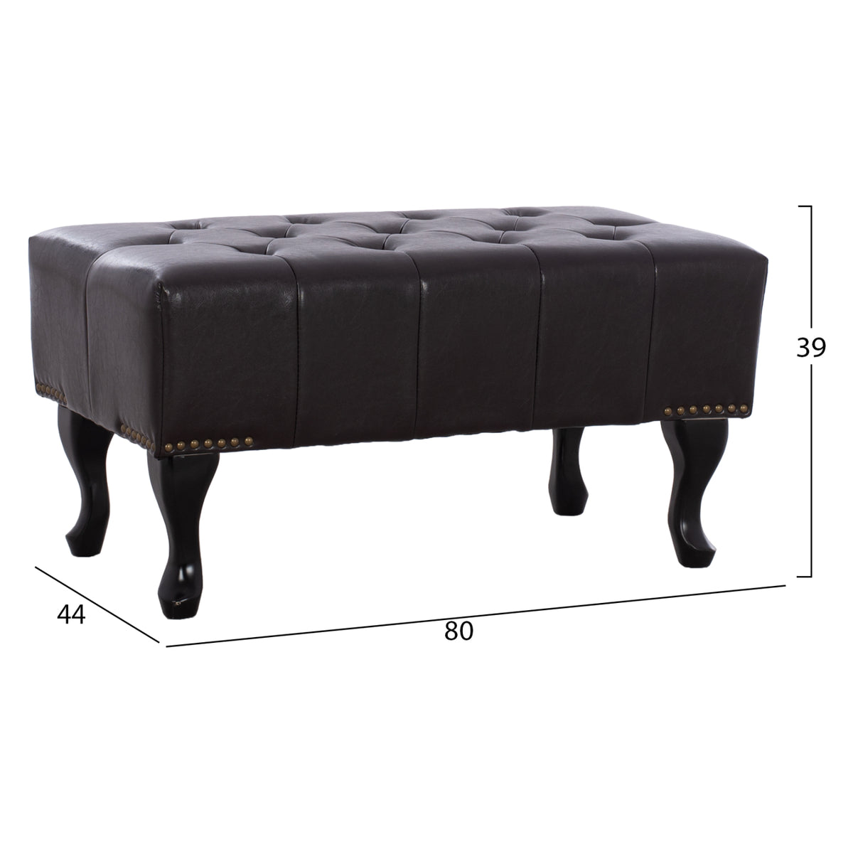 Пиано стол T.Chesterfield EMMA PU тъмнокафяв 80x44x39См