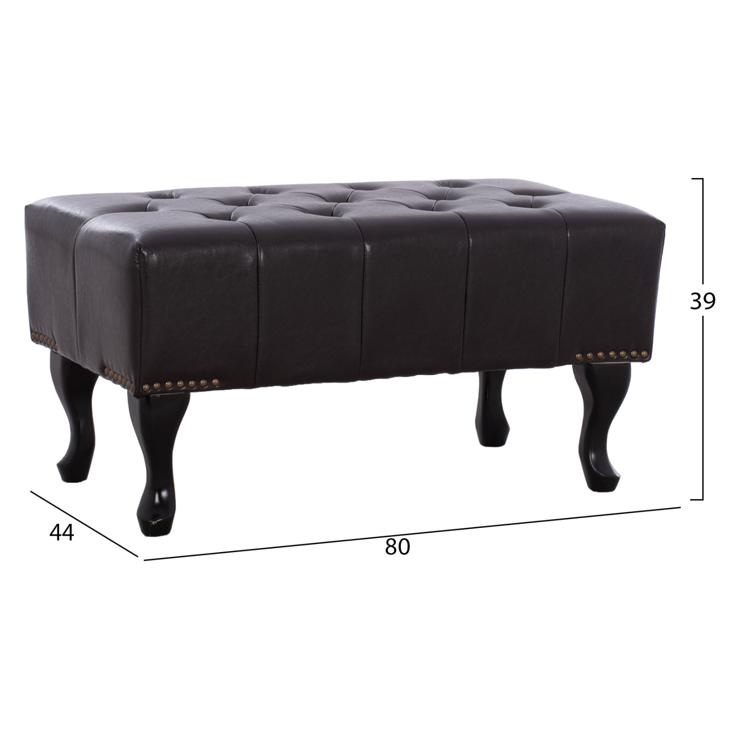 Пиано стол T.Chesterfield EMMA PU тъмнокафяв 80x44x39См