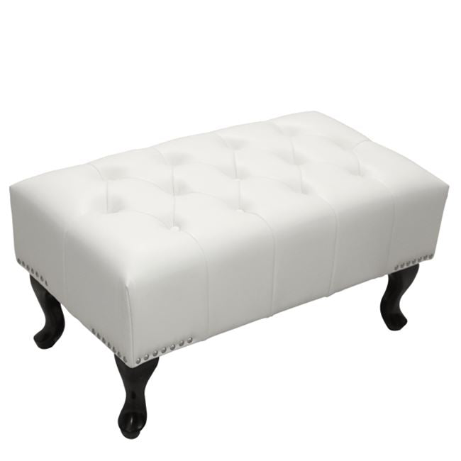 Пиано стол T.CHESTERFIELD EMMA PU бял - черни крака 80x44x39Hсм