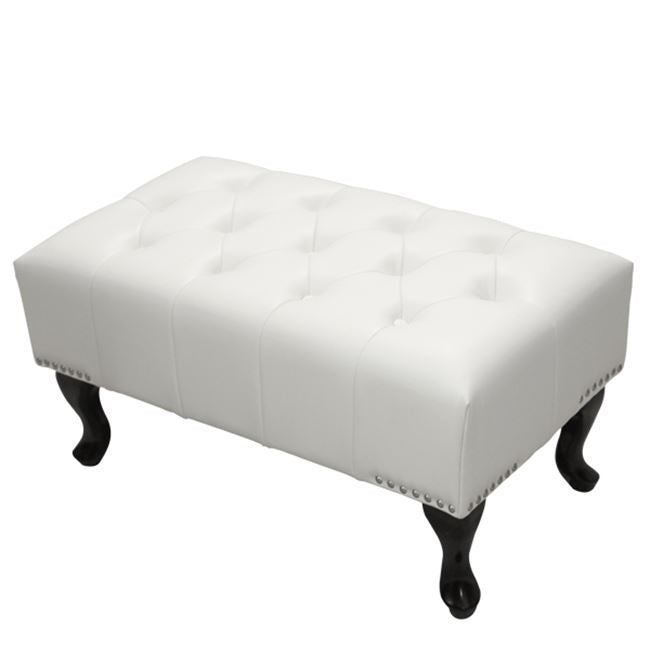Пиано стол T.CHESTERFIELD EMMA PU бял - черни крака 80x44x39Hсм