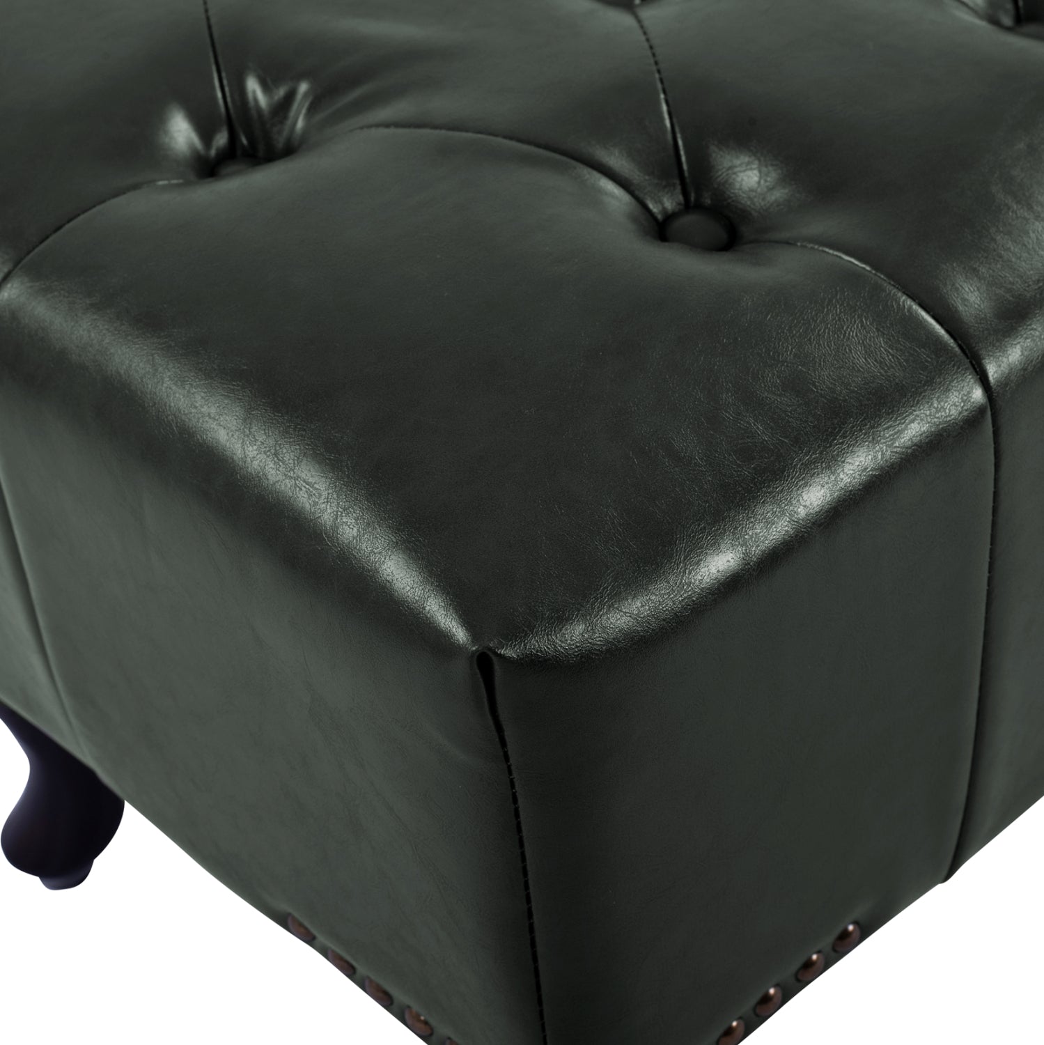 Пиано стол T.CHESTERFIELD EMMA PU кипарис зелено-черни крака 80x45x39Hcm