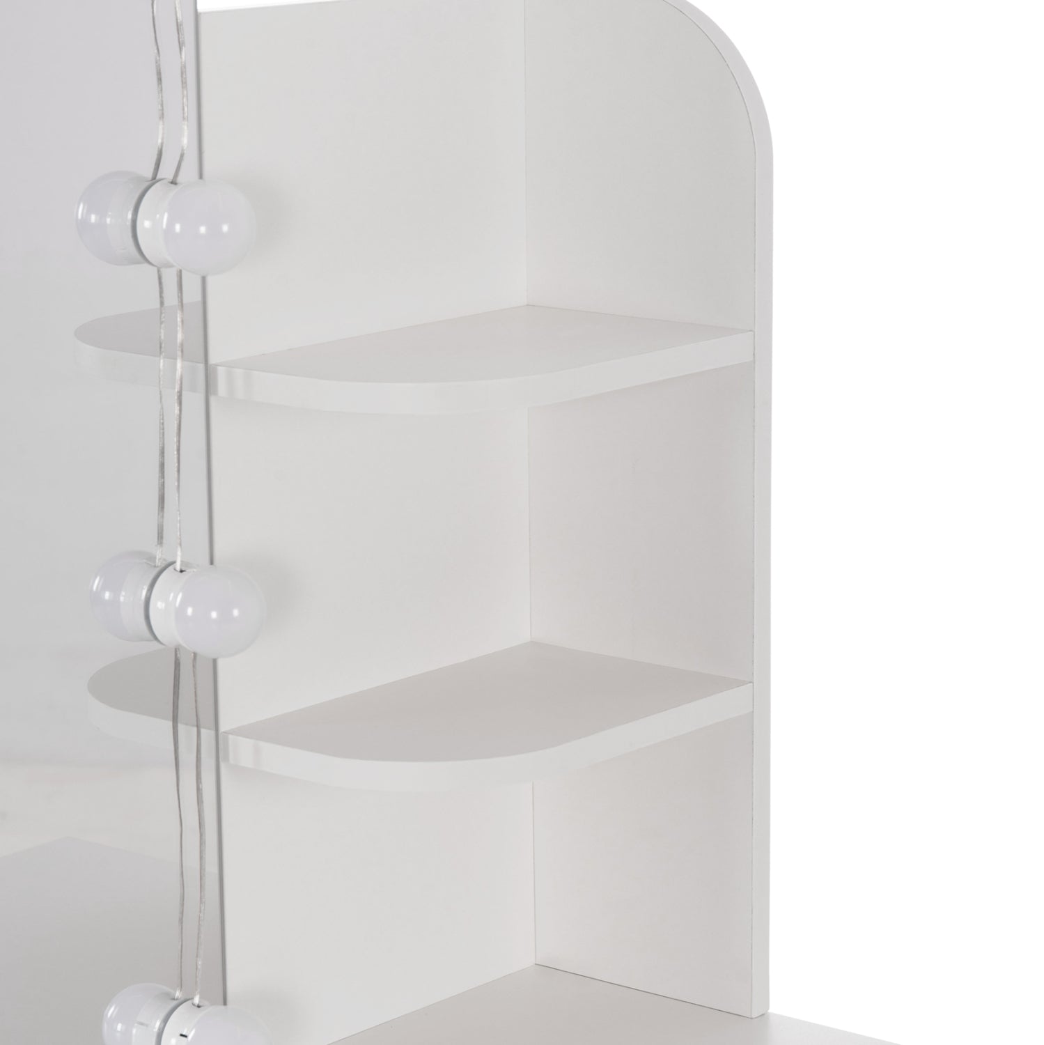 Тоалетка с LED осветление, рафтове и чекмеджета LAURYN бял 108x40x140Hсм.