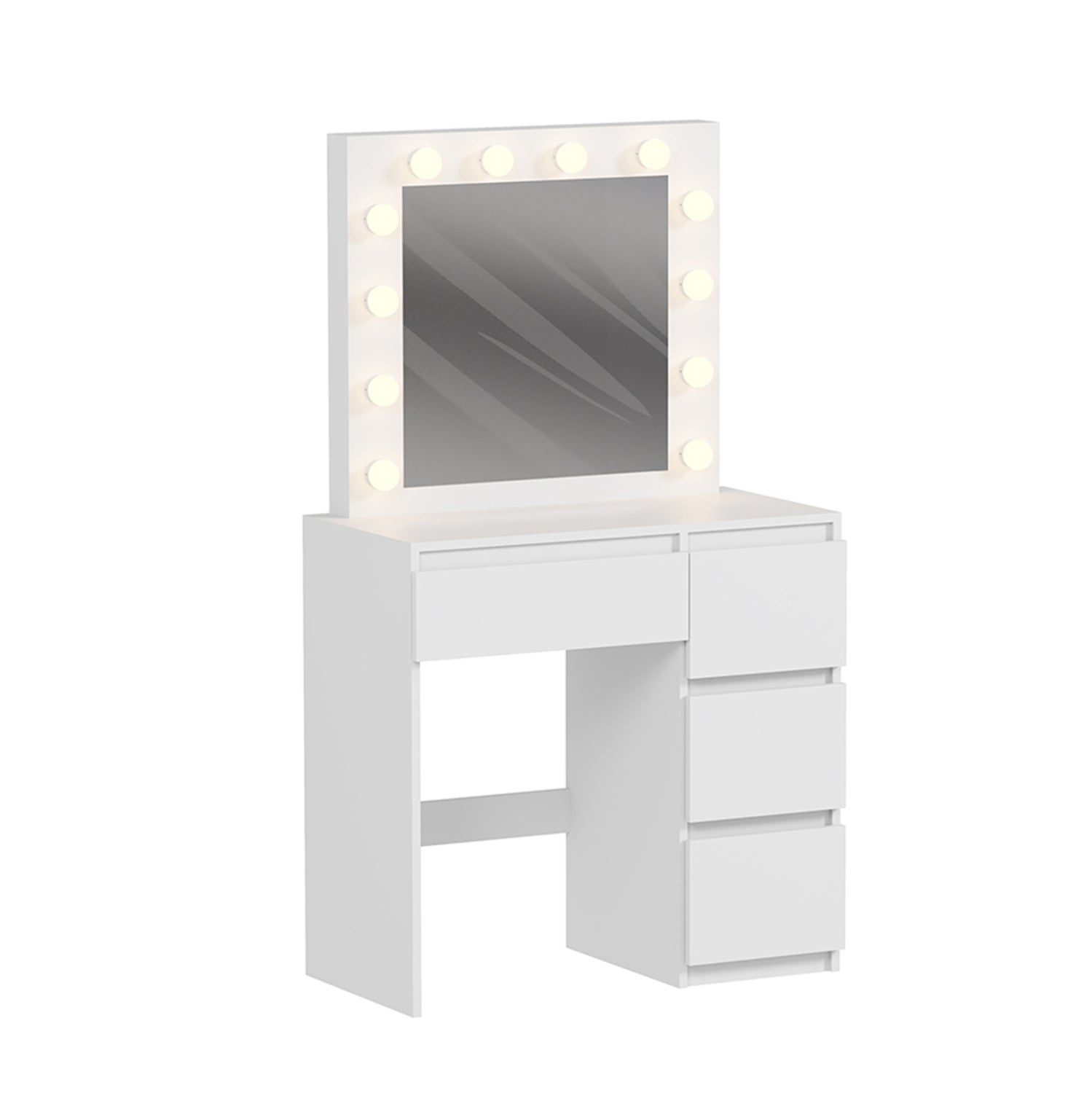 Тоалетка с LED осветление и чекмеджета KEITLIN меламин бял 80x40x140Hсм.