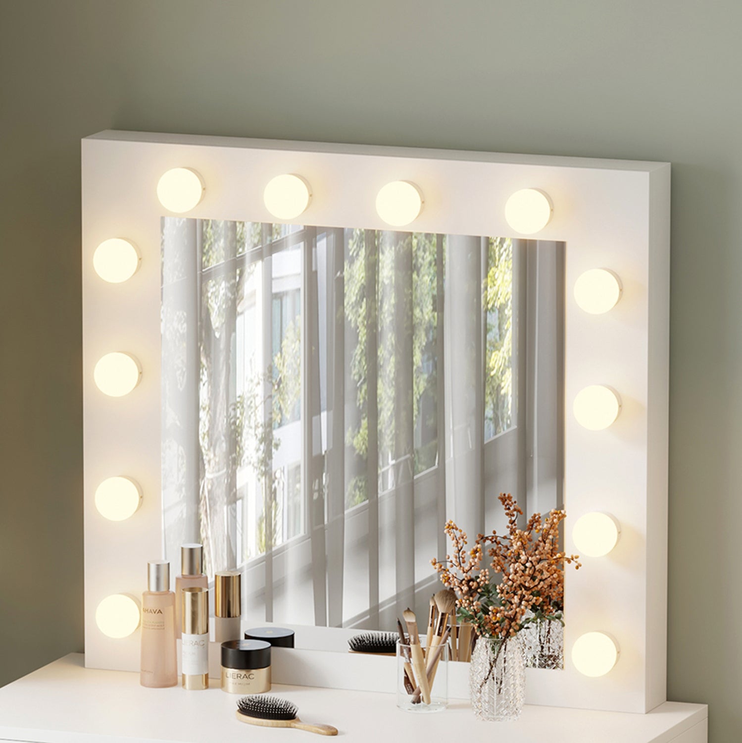 Тоалетка с LED осветление и чекмеджета BEYON меламин бял 80x40x140Hсм.