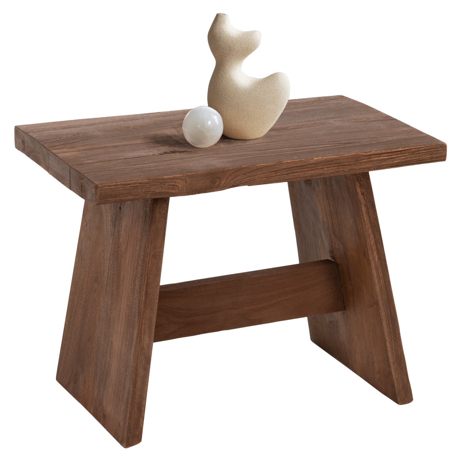 Странична маса/стол смесена дървесина в естествен цвят 40x25x29,5Hсм.