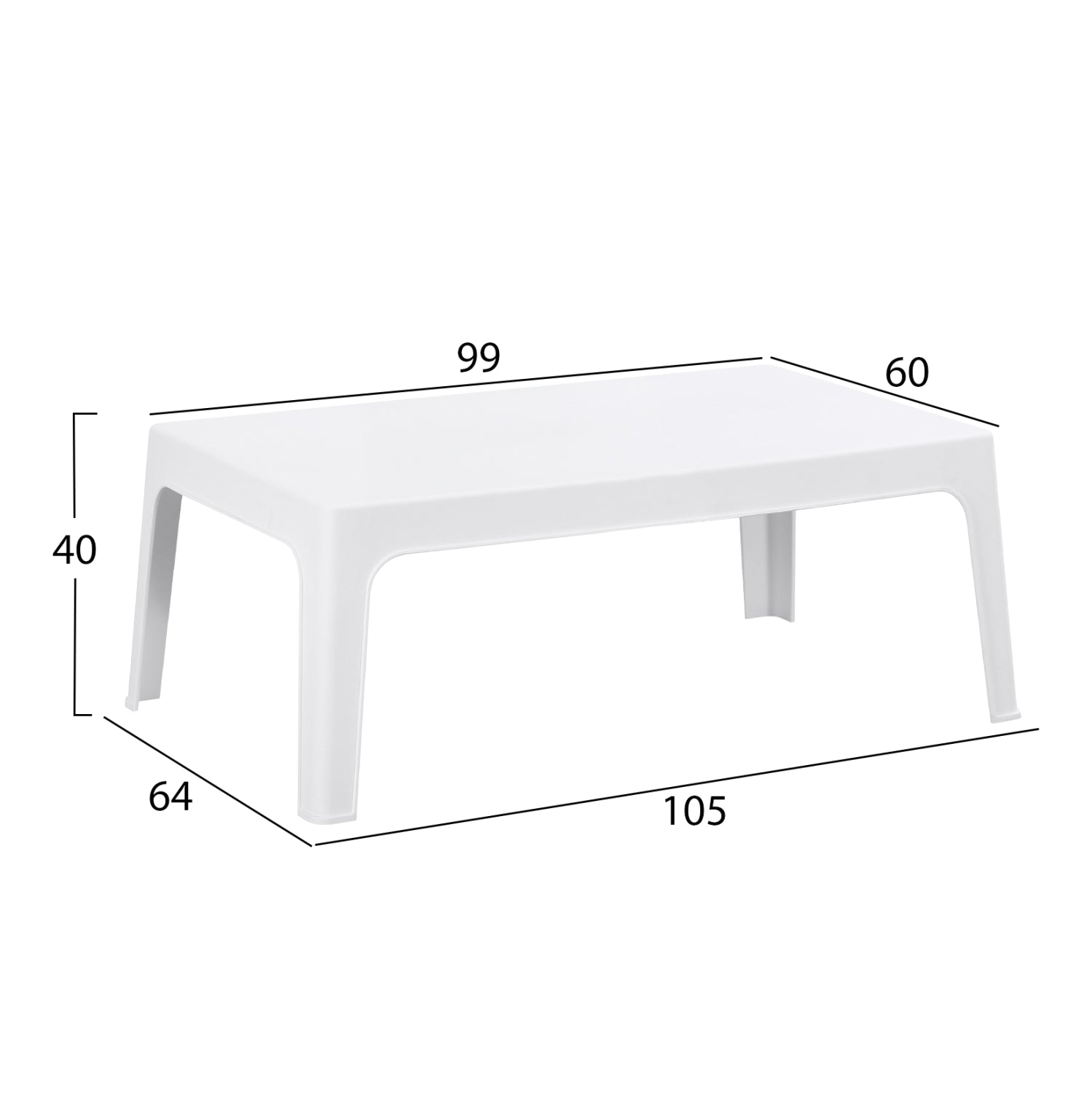 ПРАВОЪГЪЛНА КАФЕ МАСА SLEEK ПОЛИПРОПИЛЕН В БЯЛО 105x64x40Hсм.