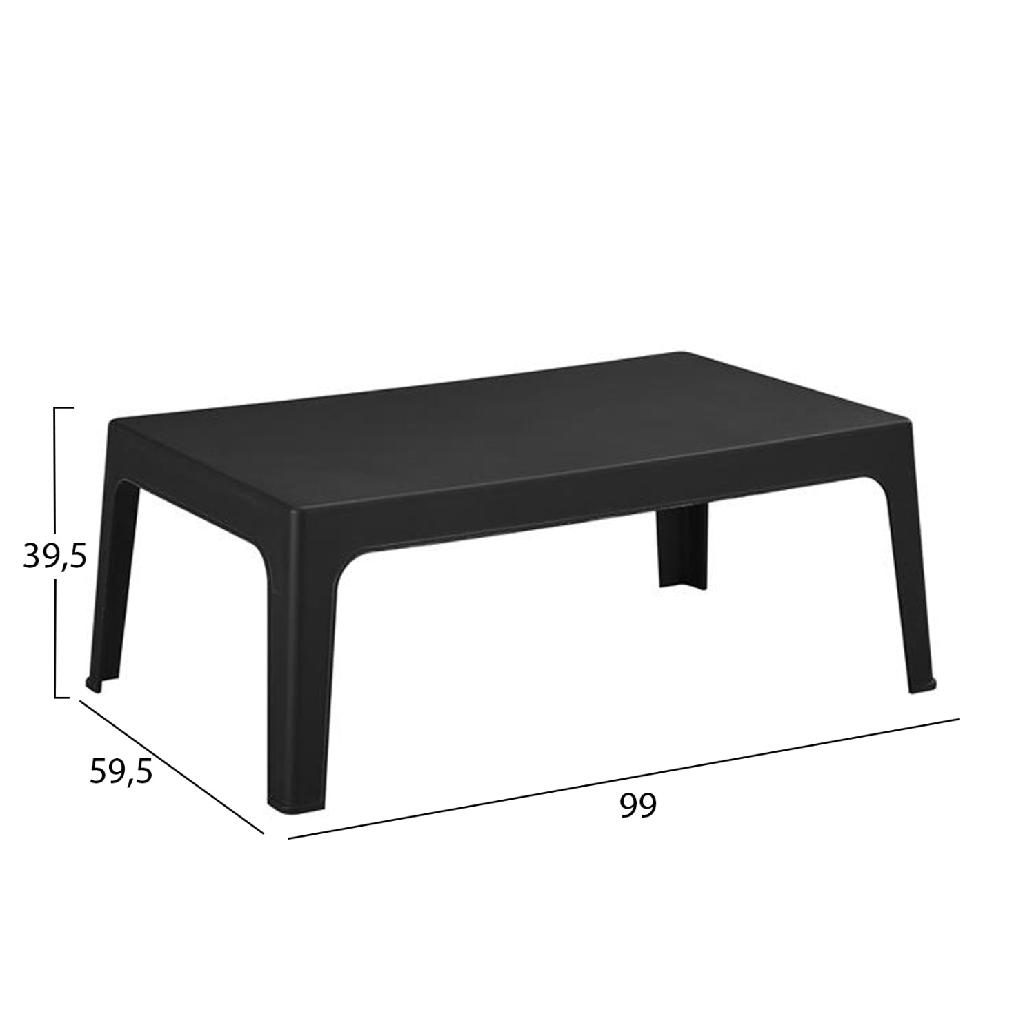 ПРАВОЪГЪЛНА КАФЕ МАСА SLEEK ПОЛИПРОПИЛЕН В ЧЕРНО 105x64x40Hсм.