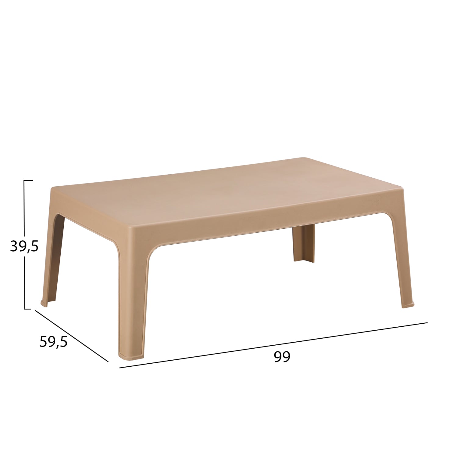 ПРАВОЪГЪЛНА КАФЕ МАСА SLEEK ПОЛИПРОПИЛЕН В КАПУЧИНО 105x64x40Hсм.