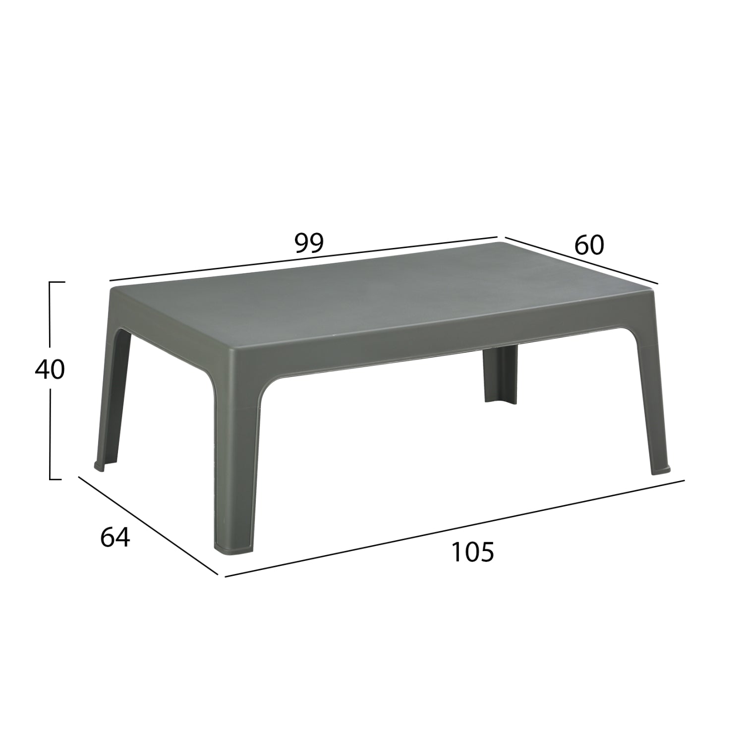 ПРАВОЪГЪЛНА КАФЕ МАСА SLEEK ПОЛИПРОПИЛЕН В ТЪМНО ЗЕЛЕНО 105x64x40Hсм.