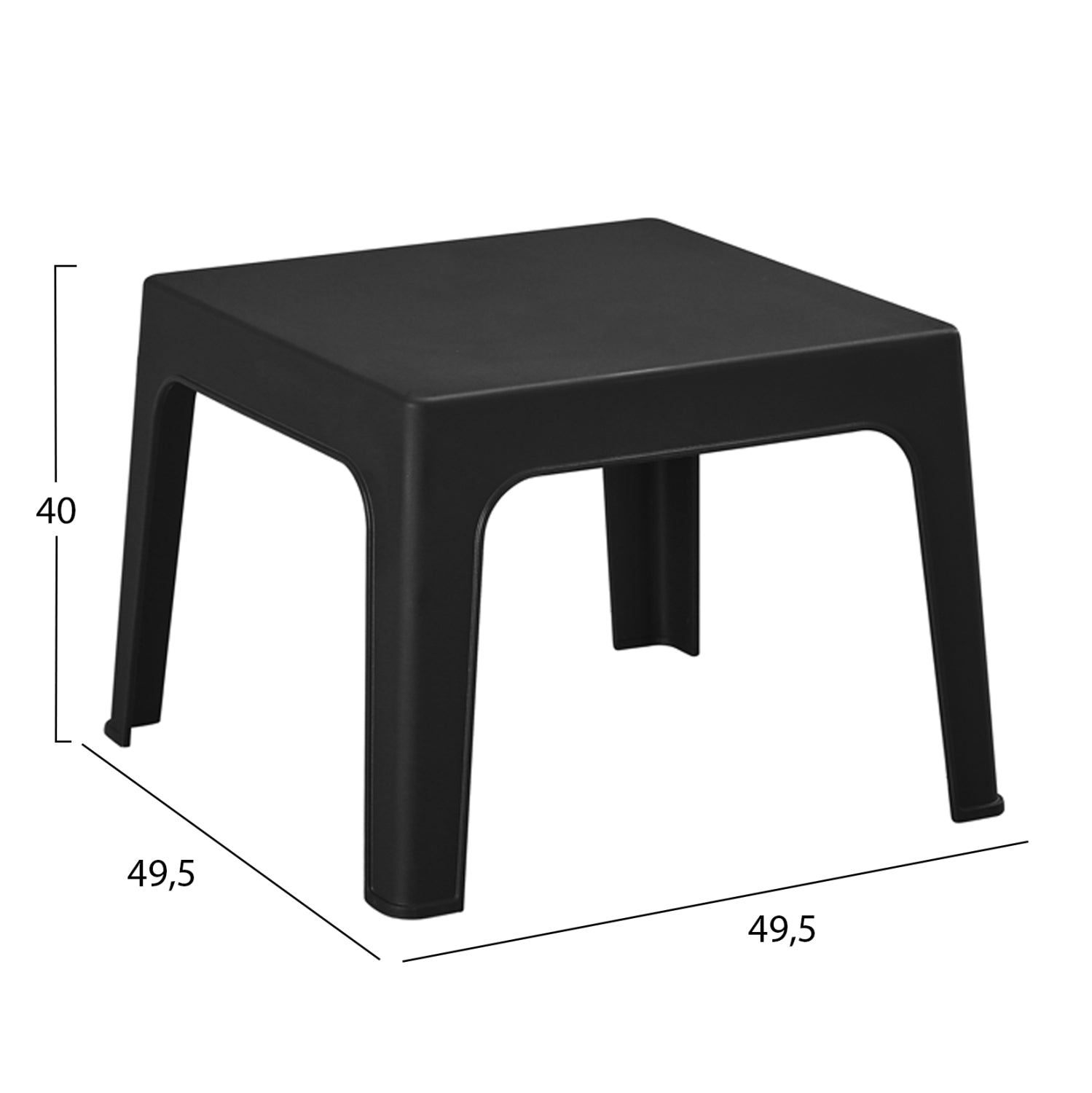 КВАДРАТНА КАФЕ МАСА SLEEK ПОЛИПРОПИЛЕН В ЧЕРНО 56x56x40Hсм.