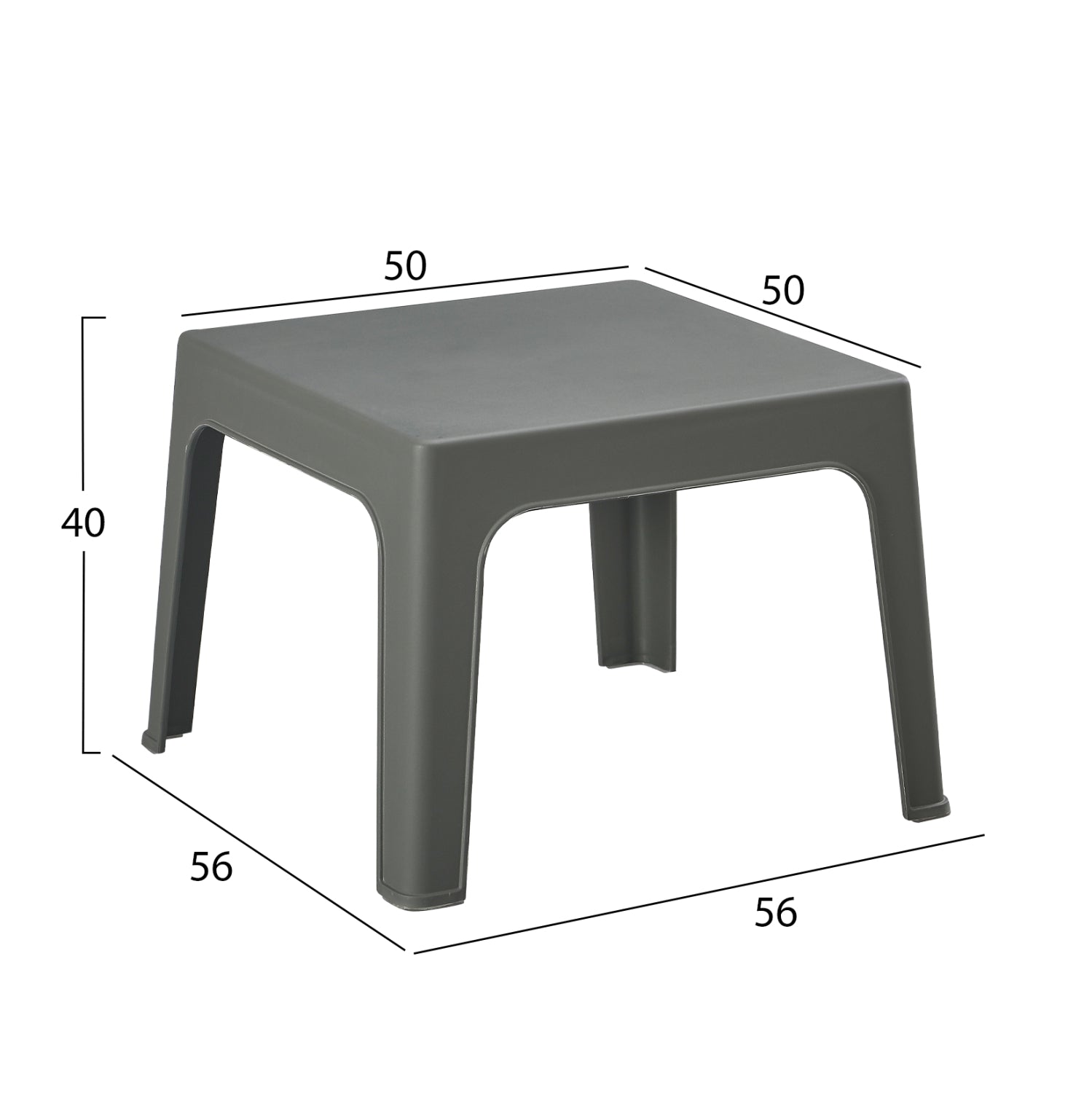 КВАДРАТНА КАФЕ МАСА SLEEK ПОЛИПРОПИЛЕН В ТЪМНО ЗЕЛЕНО 56x56x40Hсм.