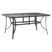 Маса 150x90x75 см метална правоъгълна сива с отвор за чадър D38 см