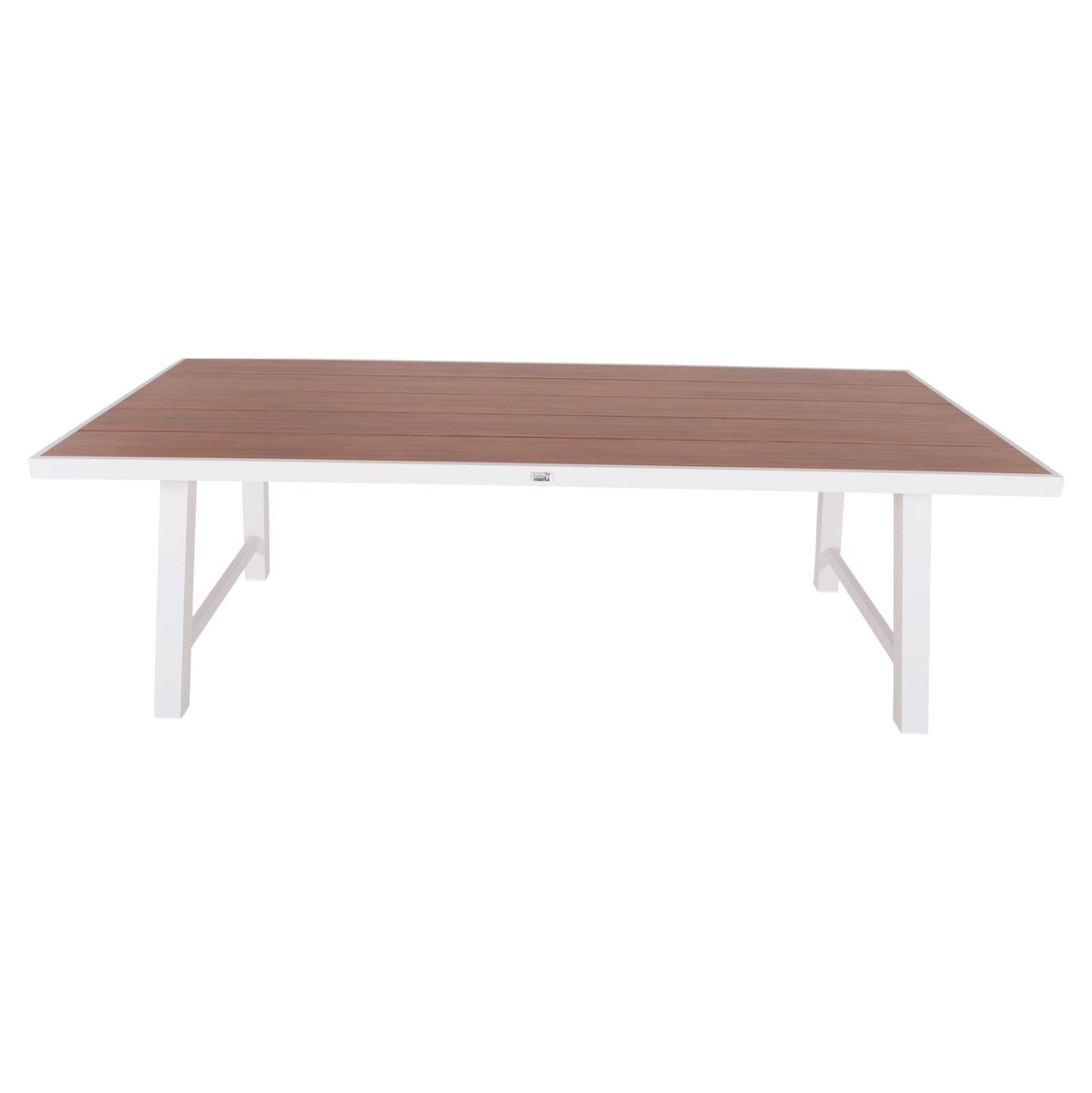 Външна алуминиева маса GOBAR бяла с плот имитиращ дърво 240x105x75H см.
