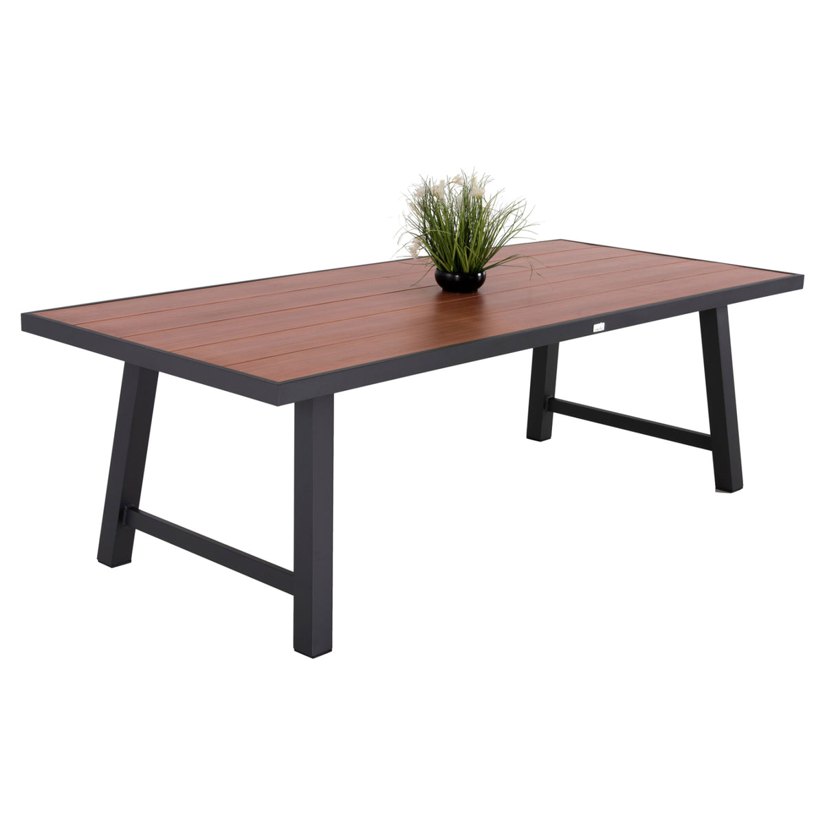 Външна алуминиева маса GOBAR антрацит с плот имитиращ дърво 240x105x75H см.