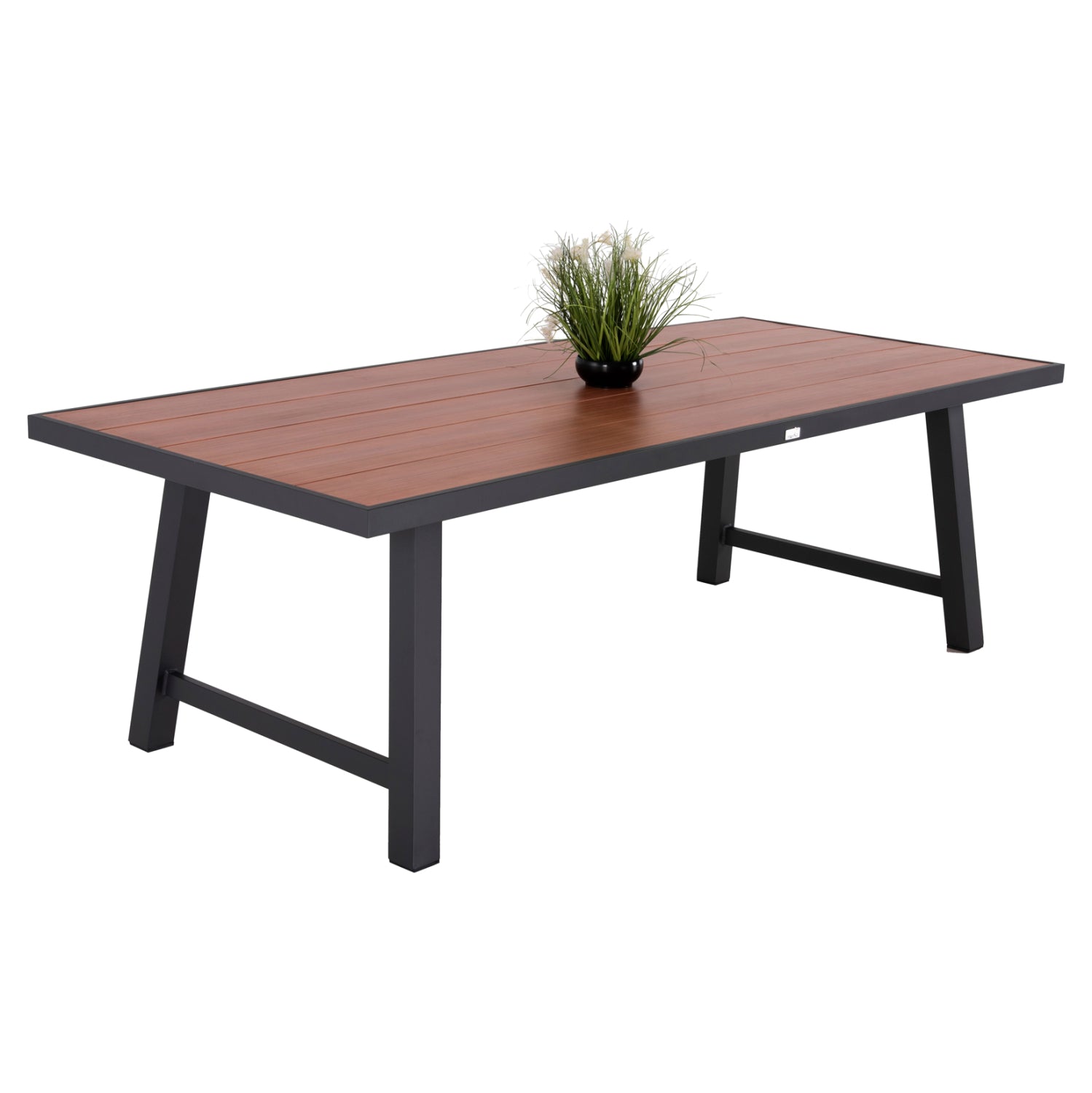 Външна алуминиева маса GOBAR антрацит с плот имитиращ дърво 240x105x75H см.