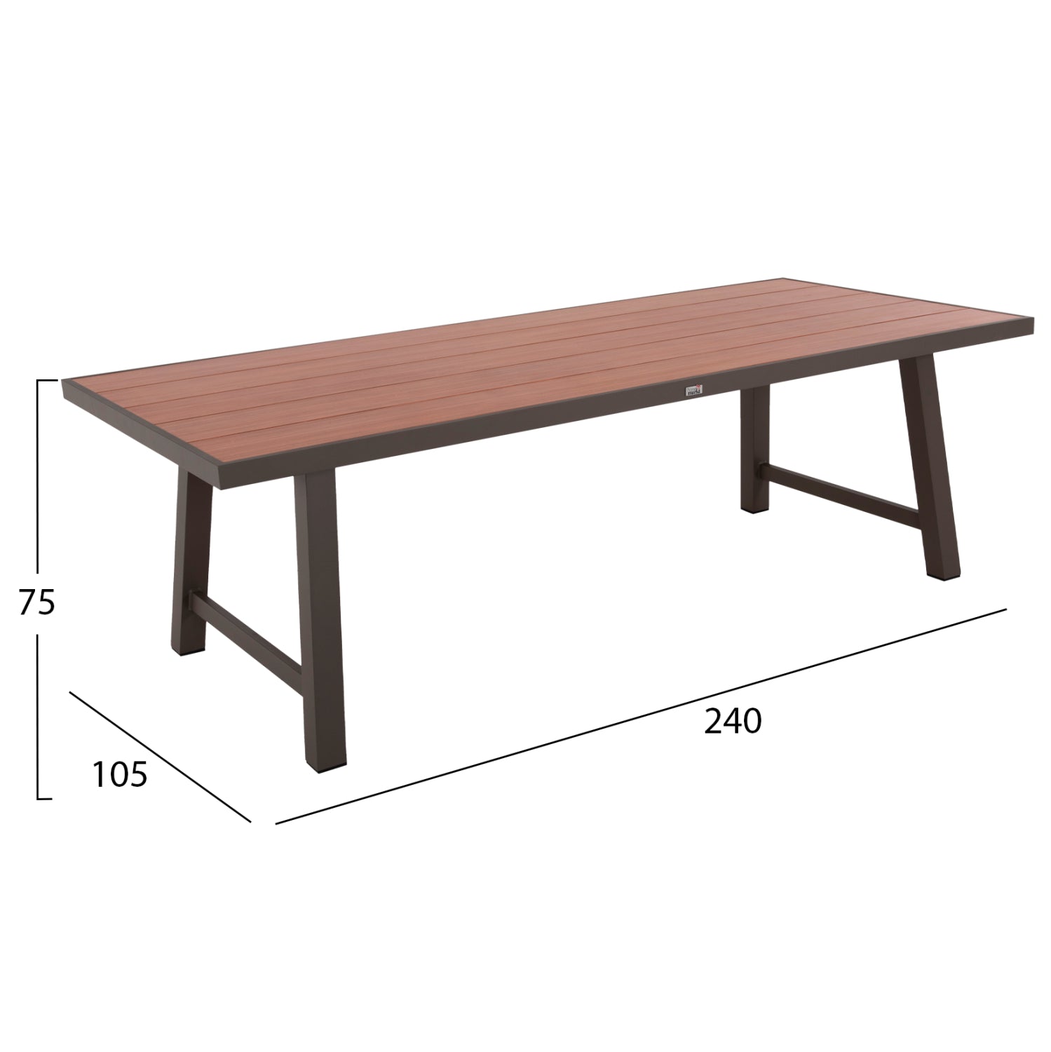 Външна алуминиева маса GOBAR шампанско с плот имитиращ дърво 240x105x75H см.